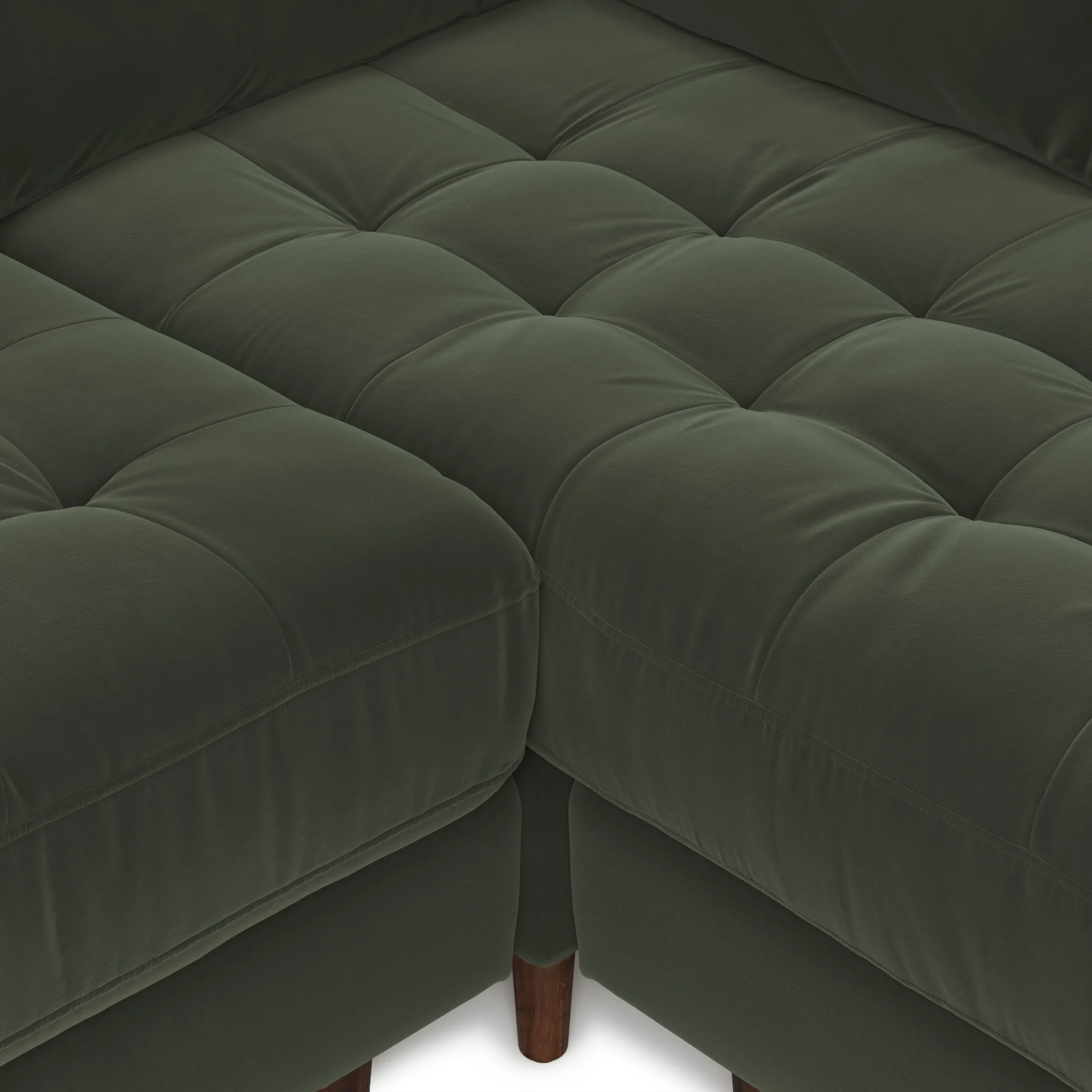 Sven 107_ Tufted Velvet Corner Sectional - Plush Pacific Green - Image 7