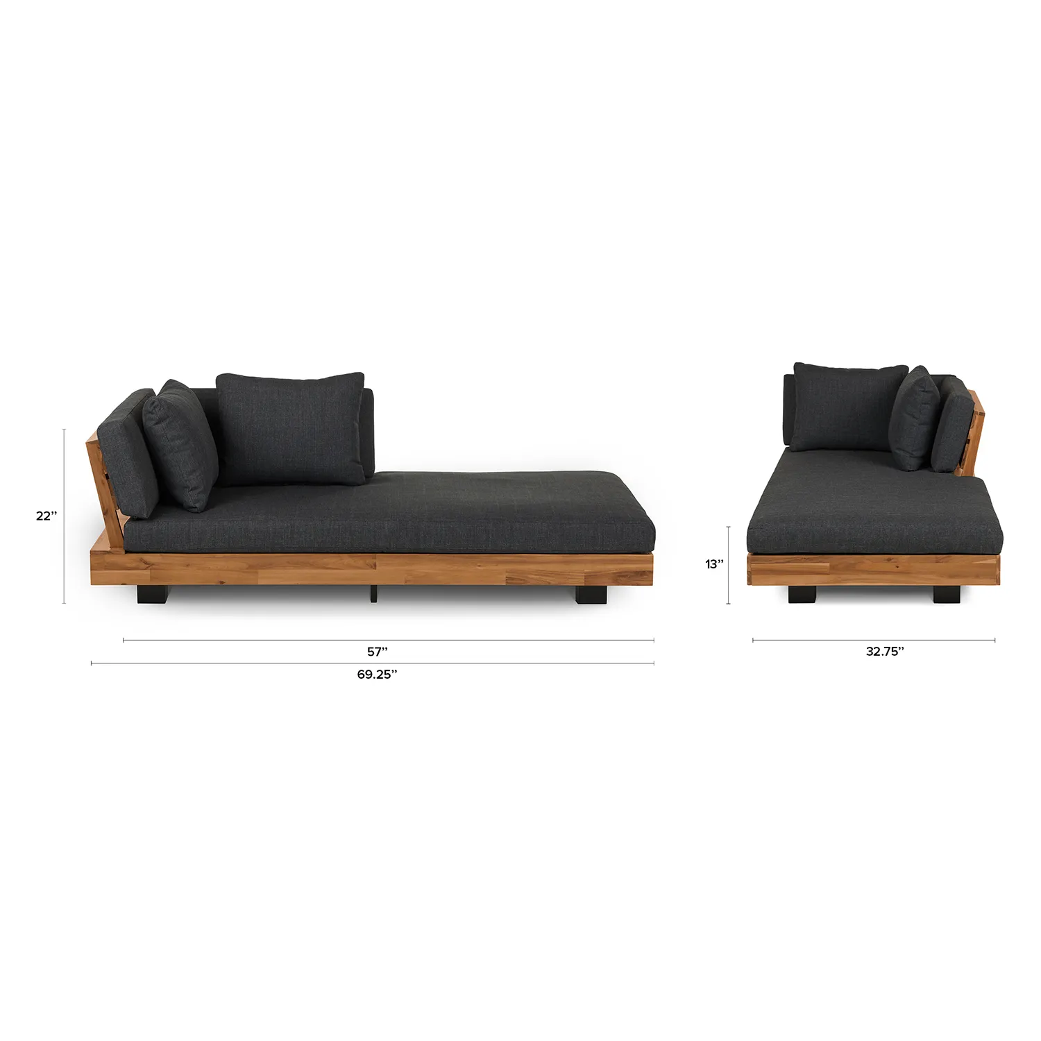 Lubek 69.25_ Outdoor Low Right Chaise Lounge - Slate Gray - Image 2