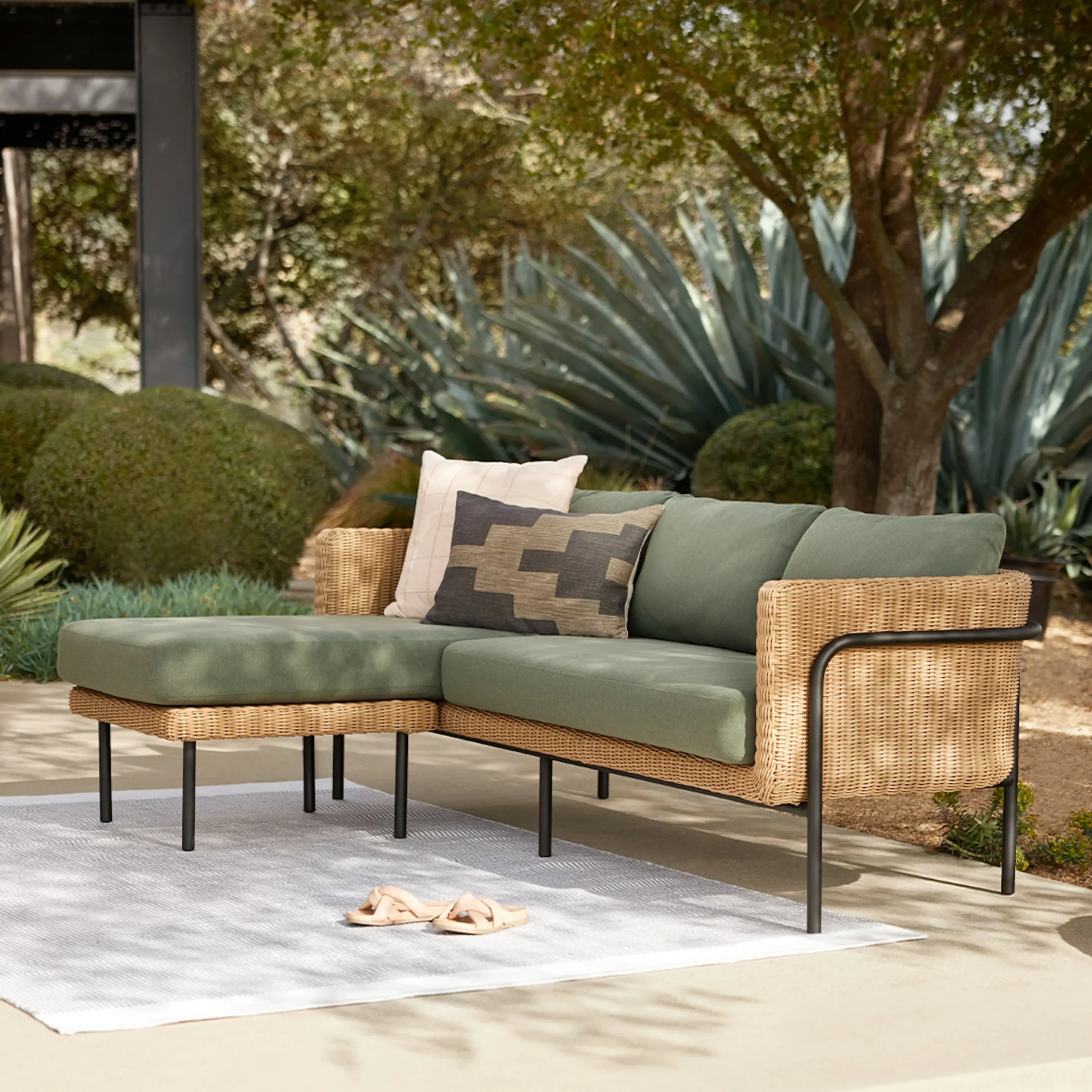 Aby 88_ Outdoor Reversible Sectional - Dravite Green