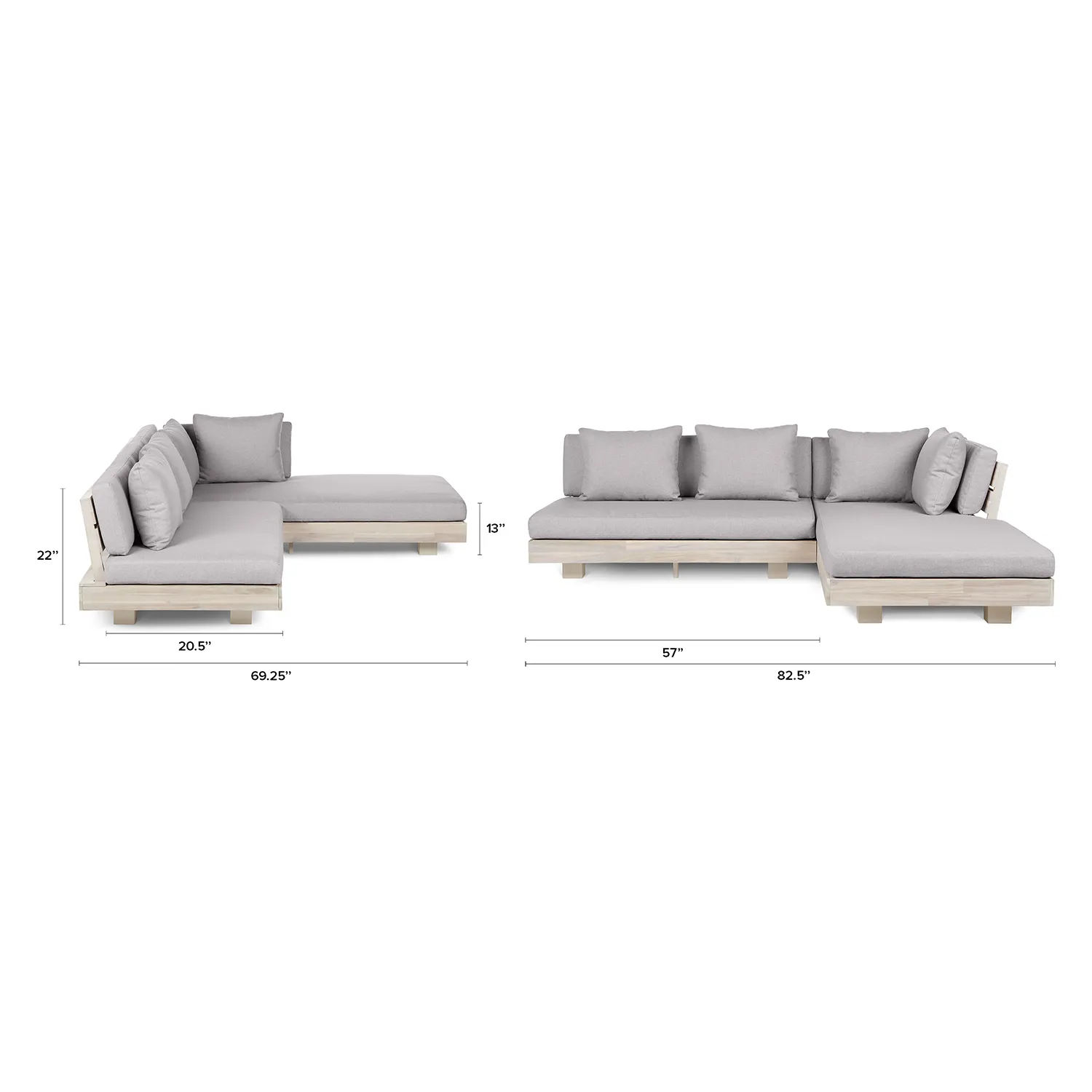 Lubek 82.5_ Outdoor Low Right Sectional - Beach Sand - Image 2