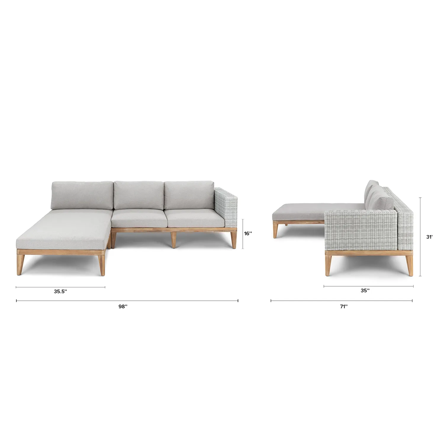Urba 98_ Outdoor Left Sectional - Beach Sand - Image 2