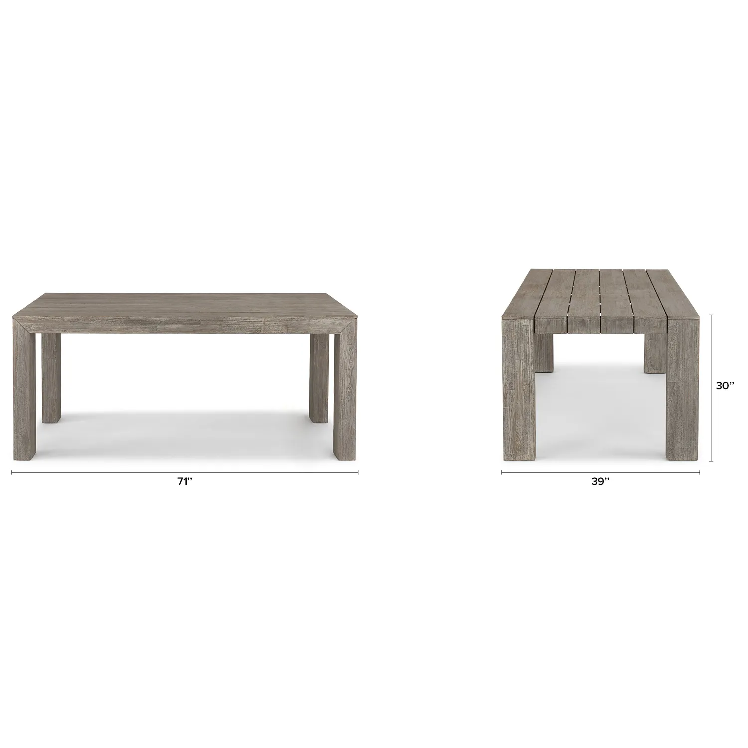 Atica 71_ Outdoor Dining Table - Washed Acacia - Image 2