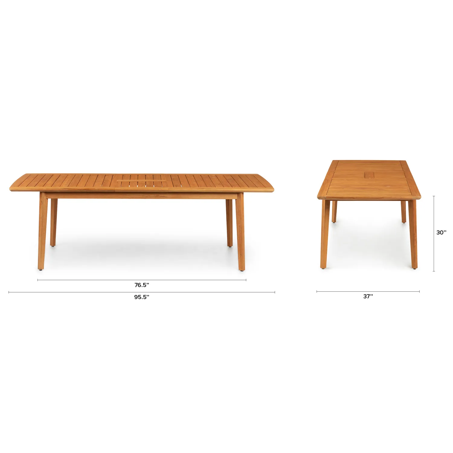 Marol 76.5_ - 95.5_ Outdoor Extendable Dining Table - Bronze Teak - Image 2