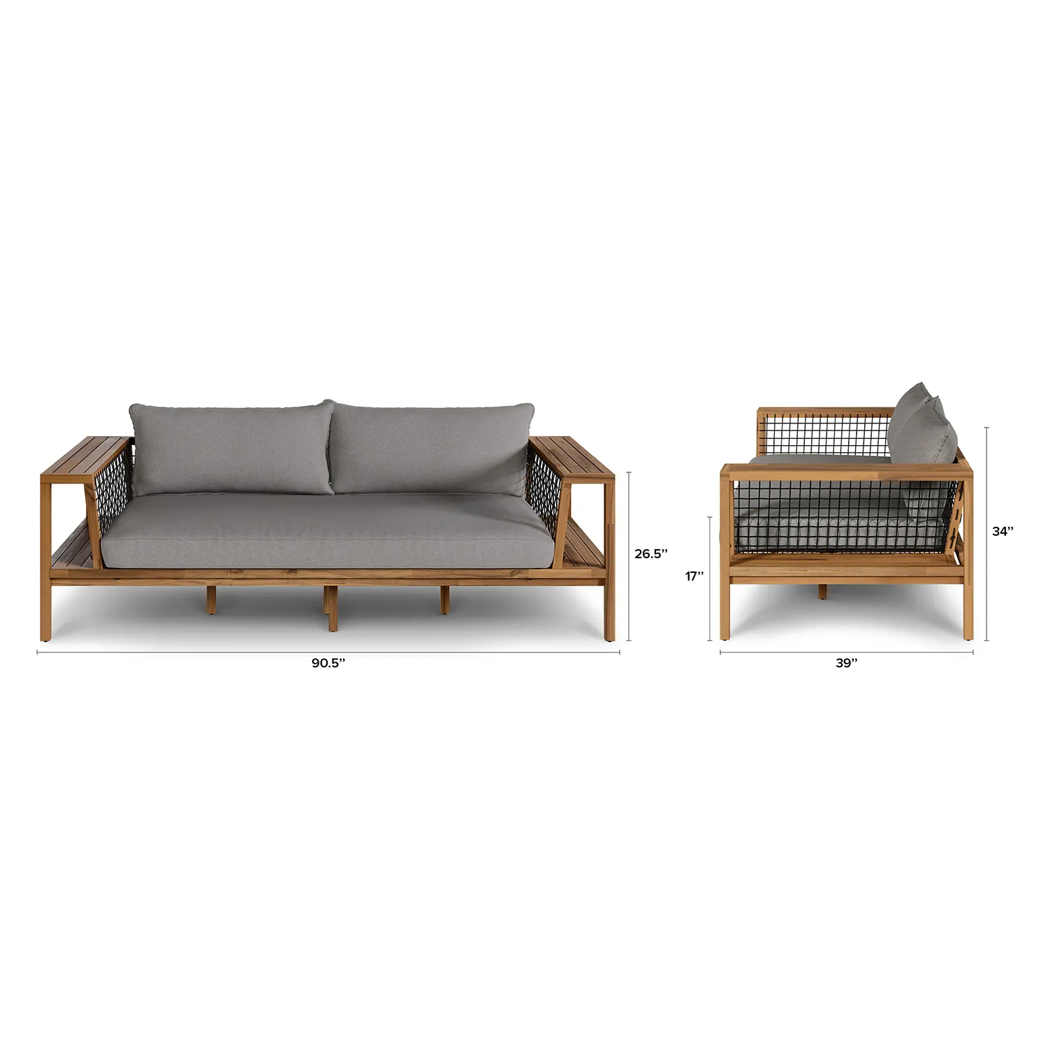 Callais 90.5_ Outdoor Sofa Set - Taupe Gray - Image 15