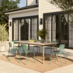 Ari Outdoor Stackable Dining Chair - Khaki Green