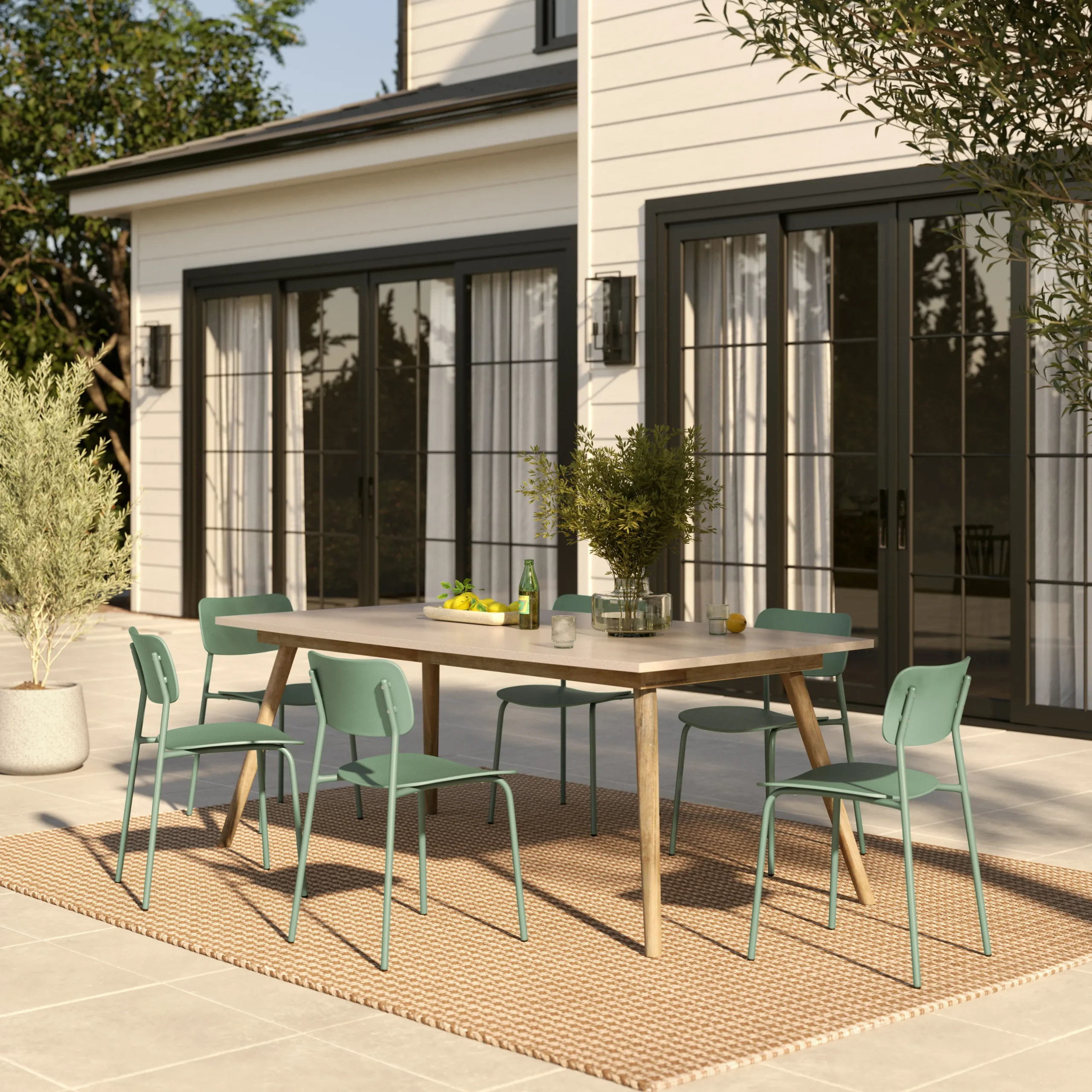 Ari Outdoor Stackable Dining Chair - Khaki Green - Image 12