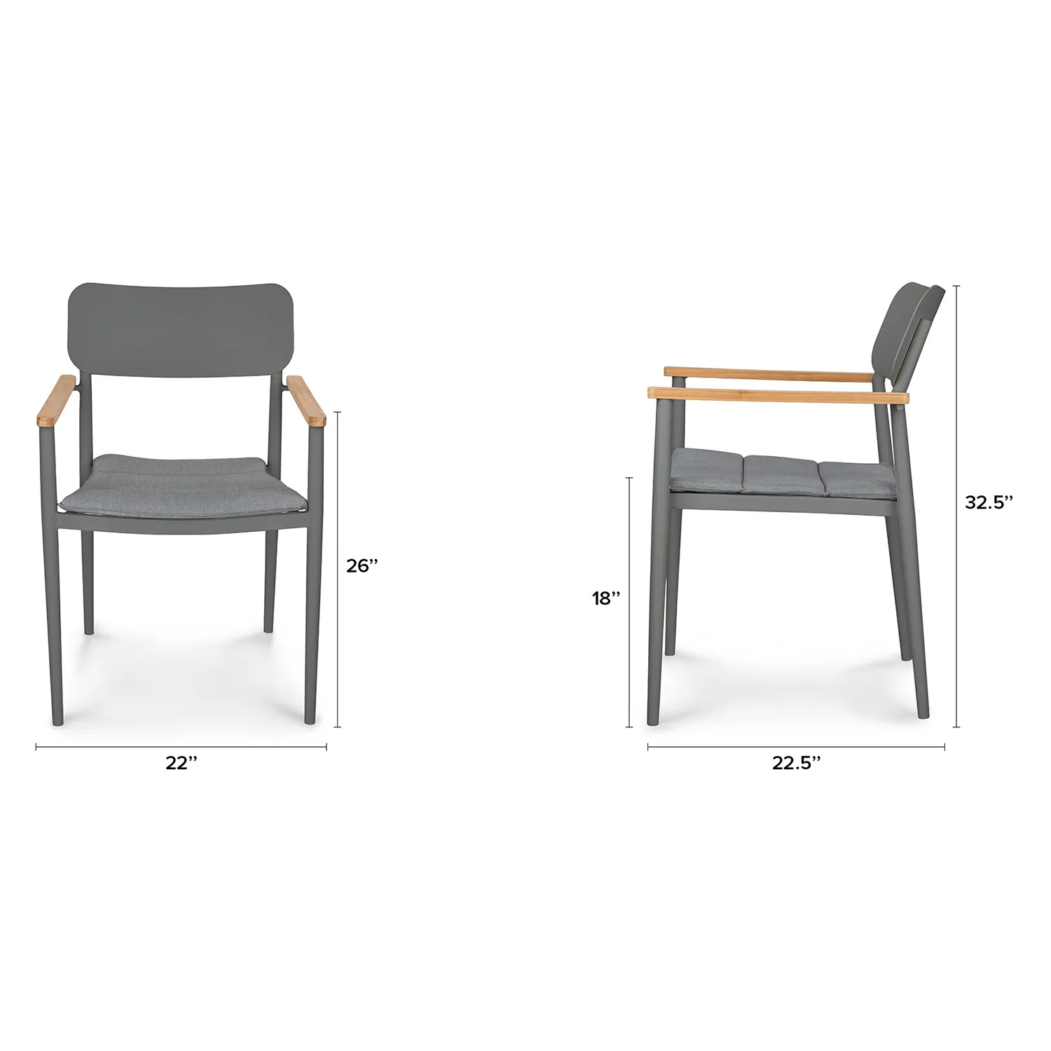 Elan Outdoor Stackable Dining Chair - Dark Gray - Image 2