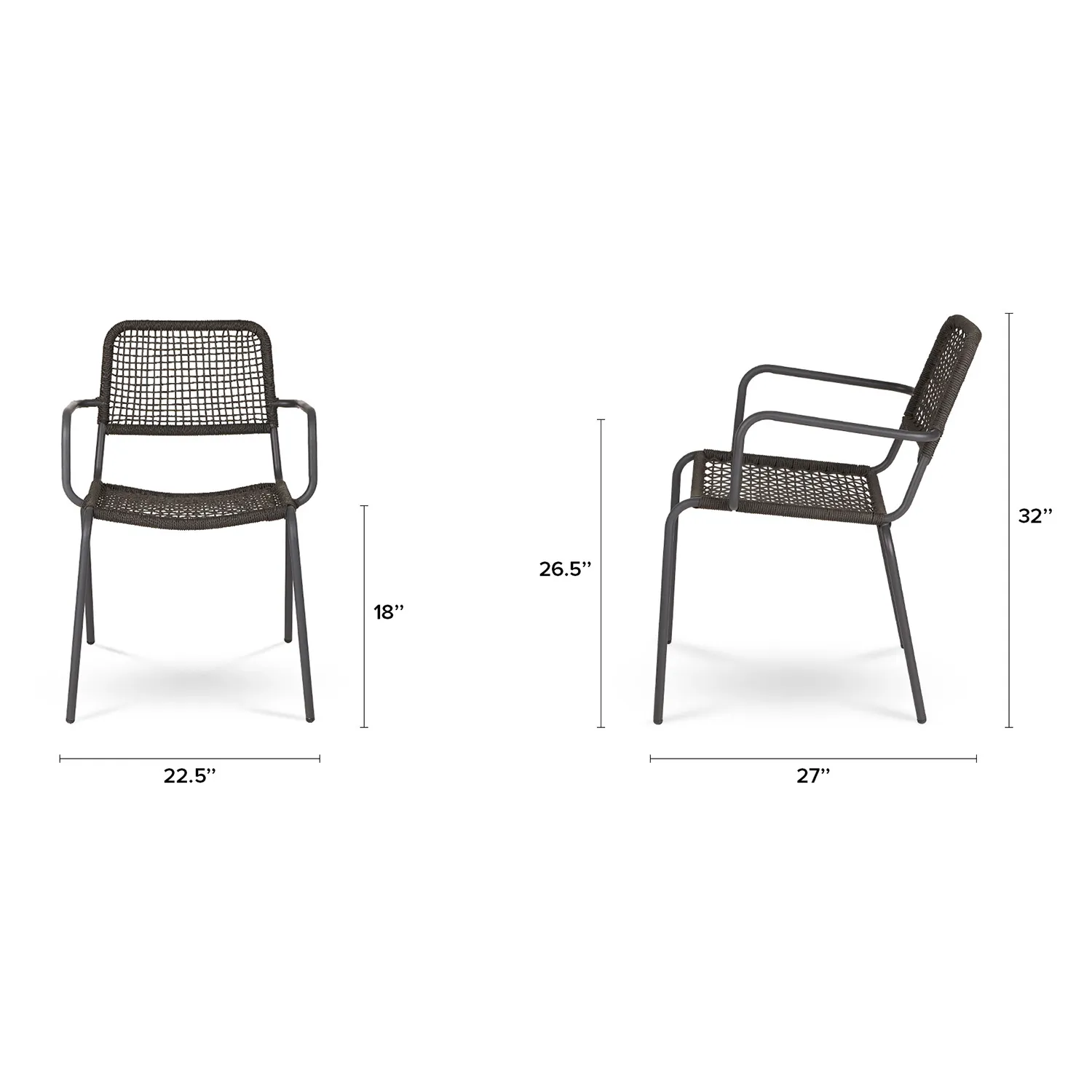Manna Outdoor Dining Chair - Thunder Black - Image 2