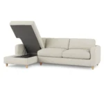 Vati 114_ Left Storage Sleeper Sectional - Natural Oak and Buckler Ivory