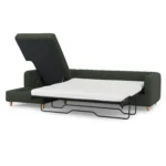 Vati 114_ Left Storage Sleeper Sectional - Natural Oak and Green Wool Bouclé