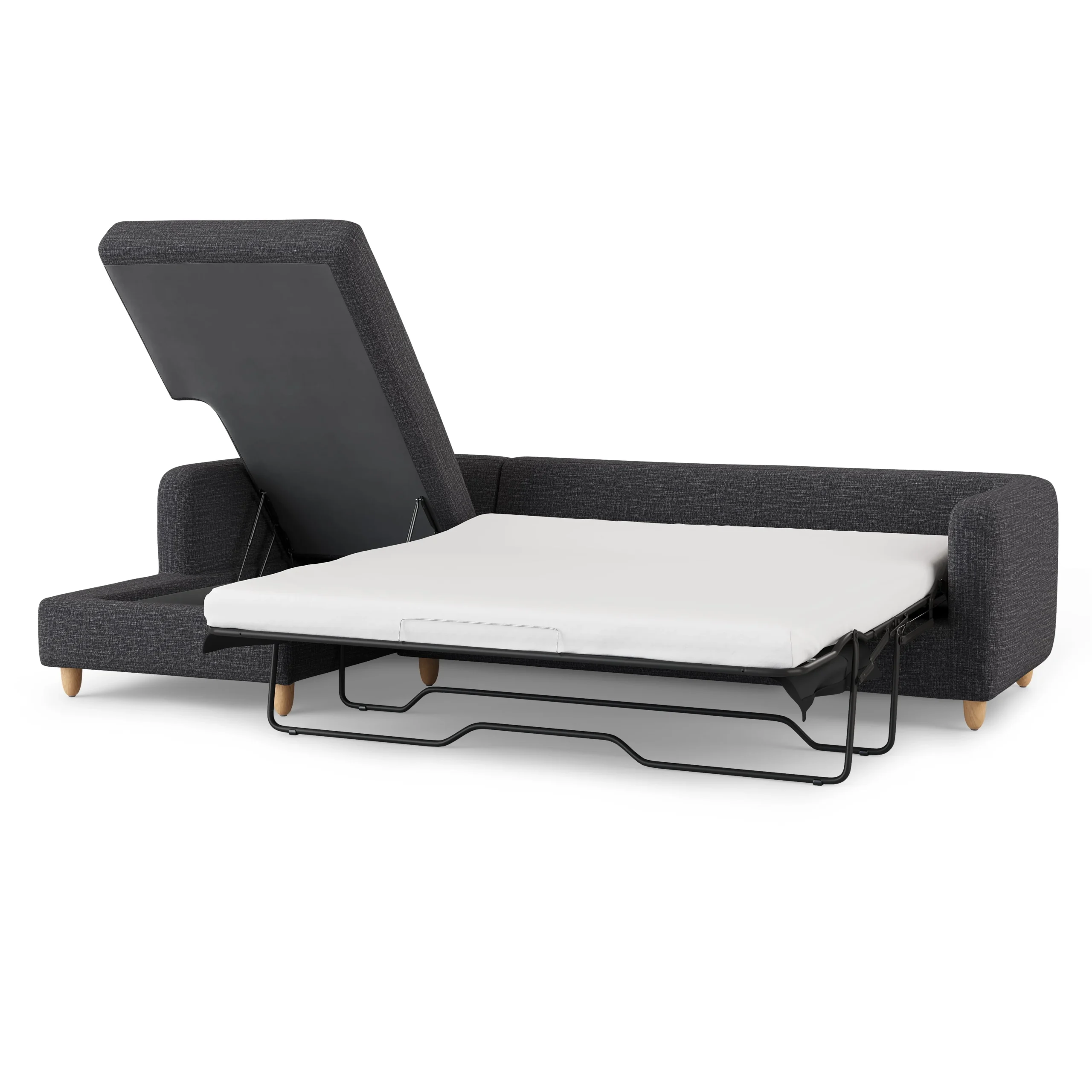 Vati 114_ Left Storage Sleeper Sectional - Natural Oak and Napa Charcoal - Image 13