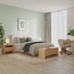 Bjorn Queen Upholstered Bed - White Oak and Ratine Ivory