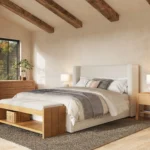 Calabri Queen Upholstered Bed - Ivory Wool Bouclé