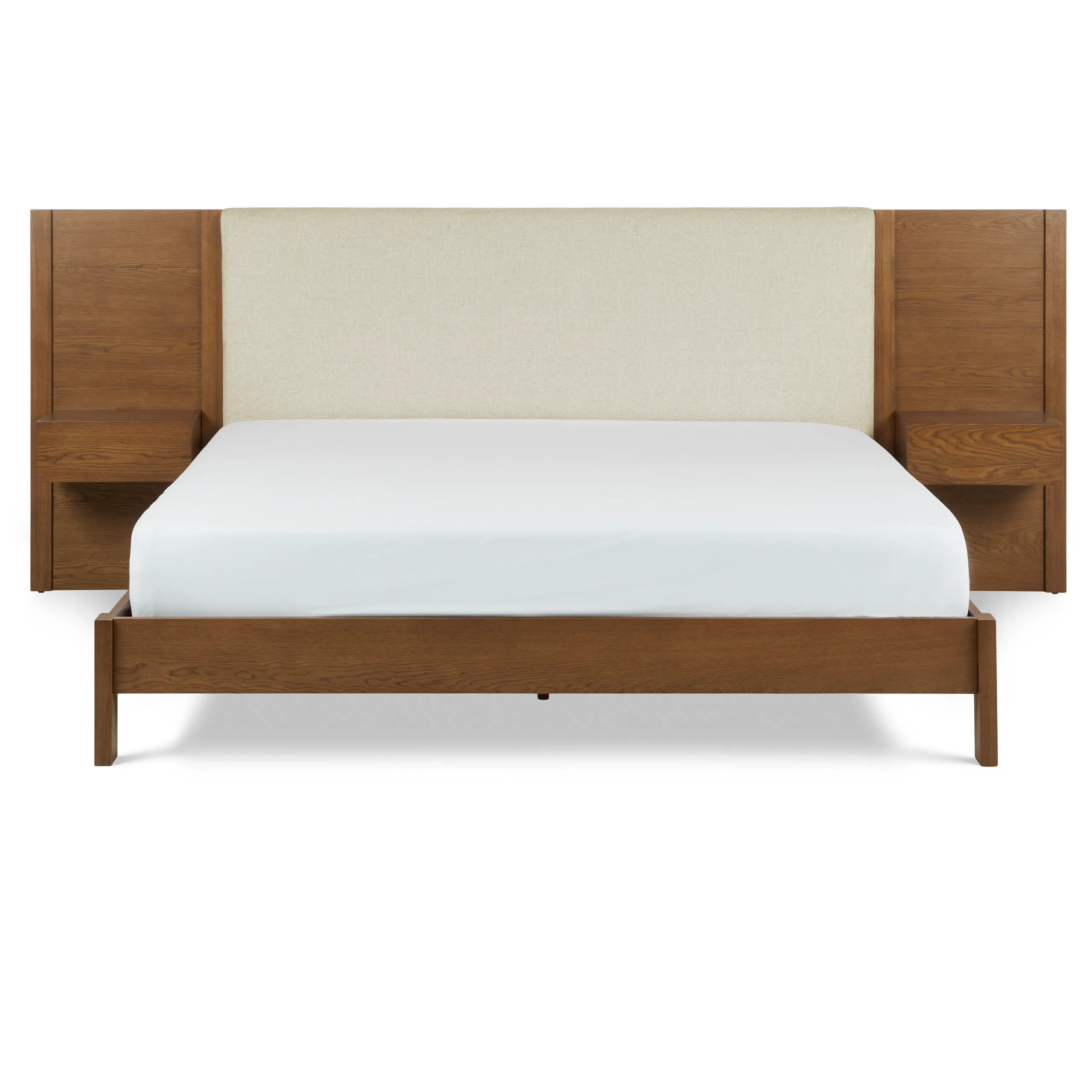 Cassie King Upholstered Bed with Nightstands - Smoked Oak and Taupe Chenille - Image 14