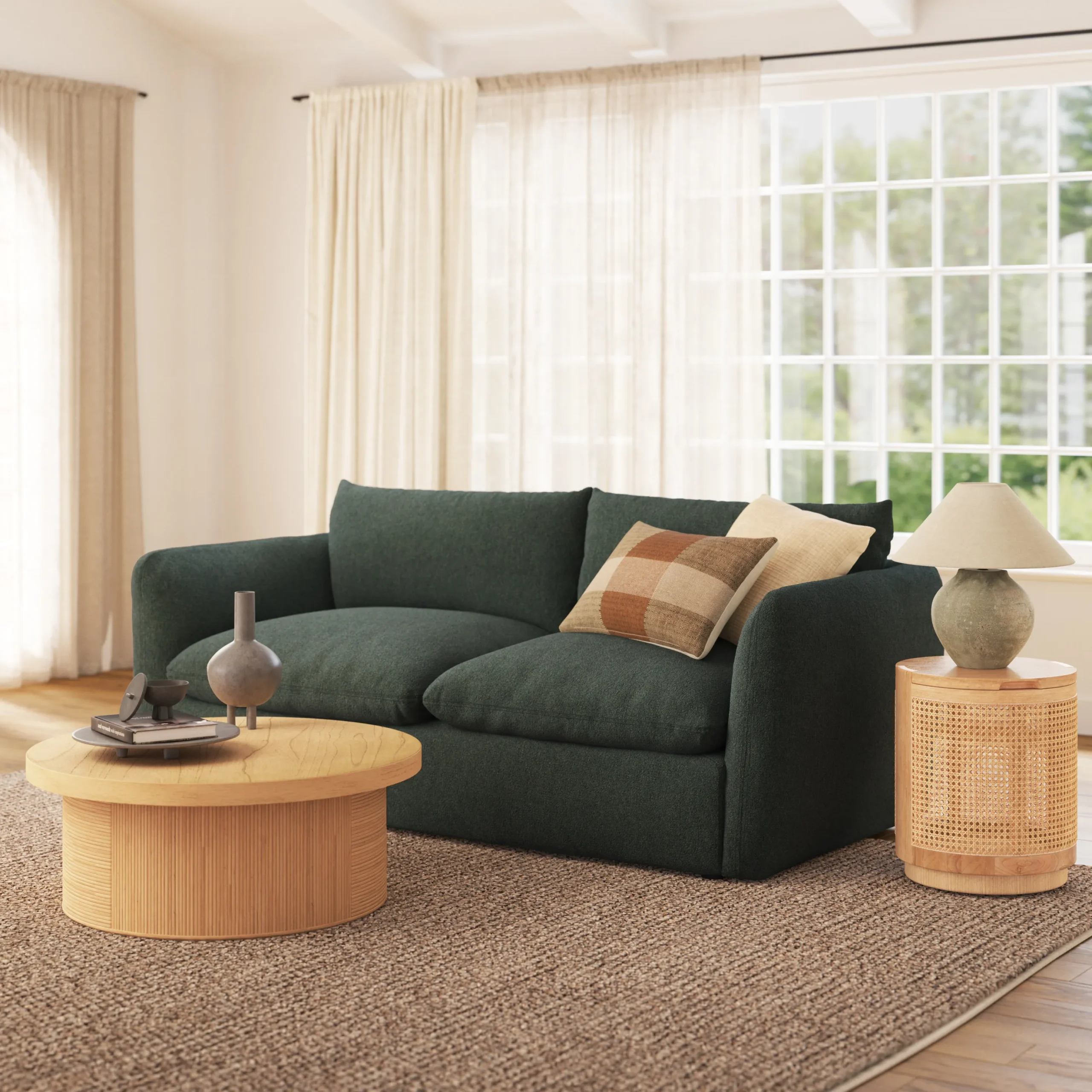 Leigh 86_ Sofa Bed - Green Wool Bouclé