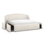 Kayra King Upholstered Storage Bed - Ivory Bouclé