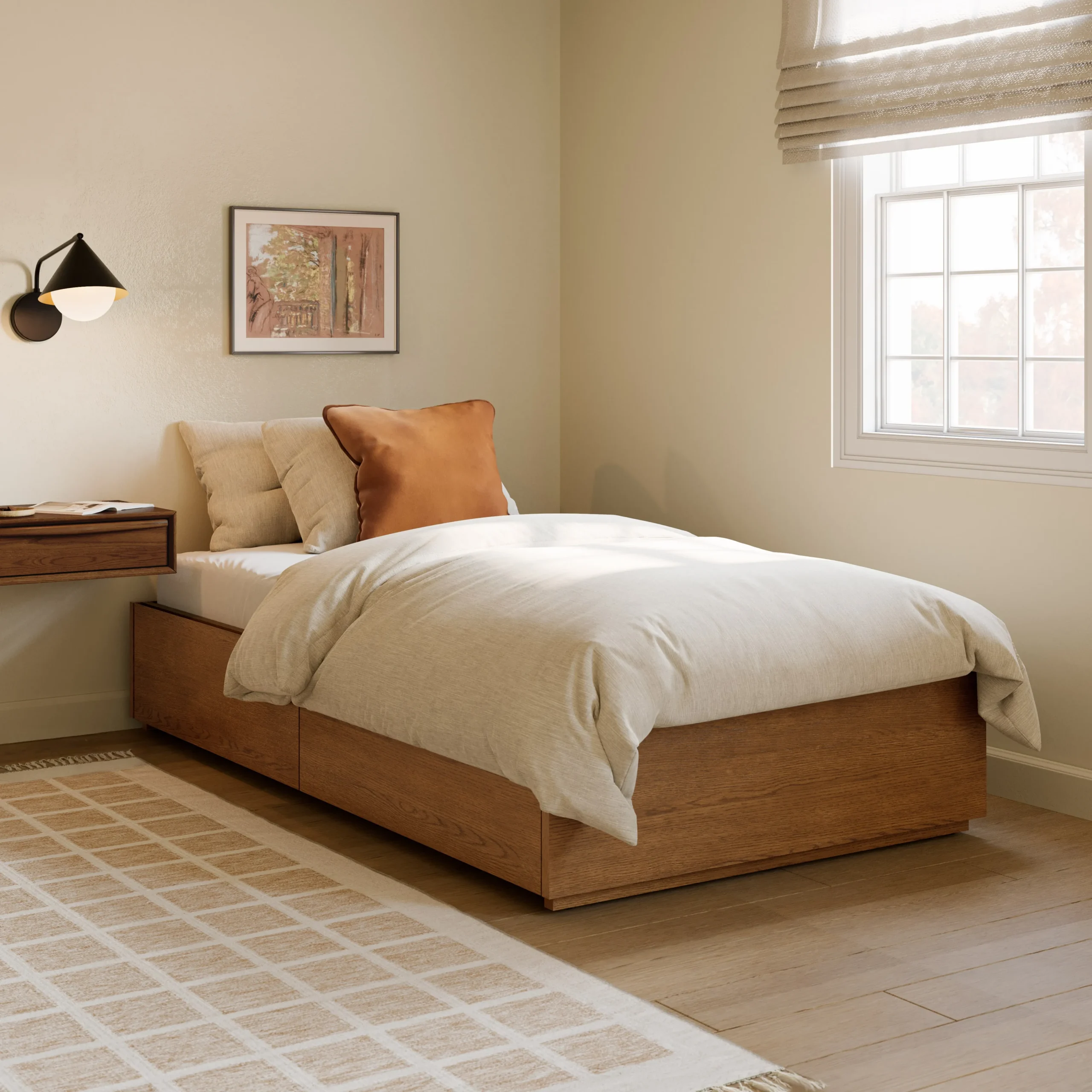Leif Twin Platform Storage Bed - Smoked Oak - Image 11