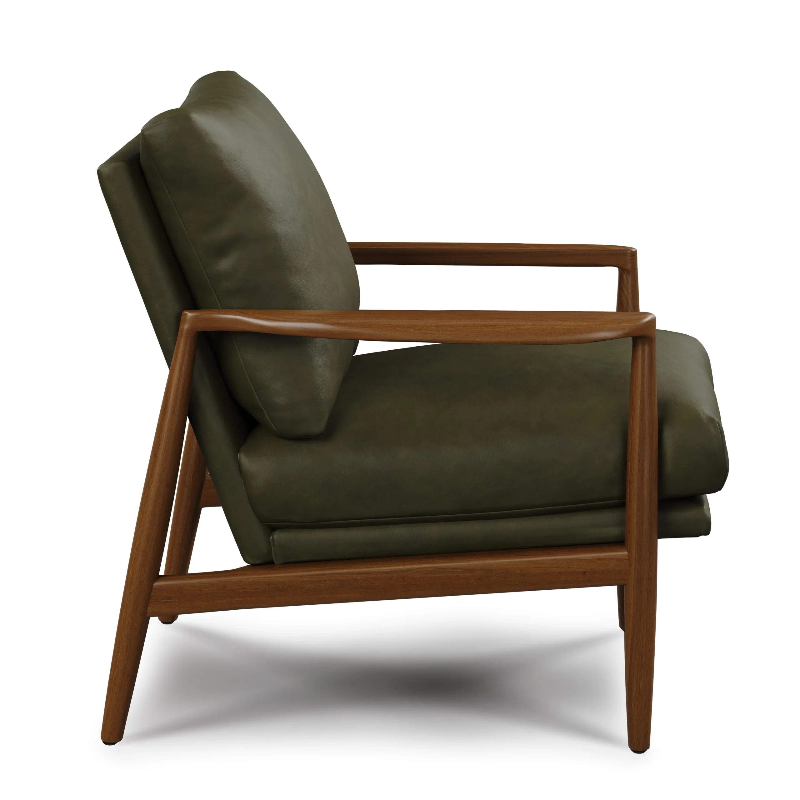 Bavel 26_ Leather Lounge Set - Walnut and Charme Green - Image 11