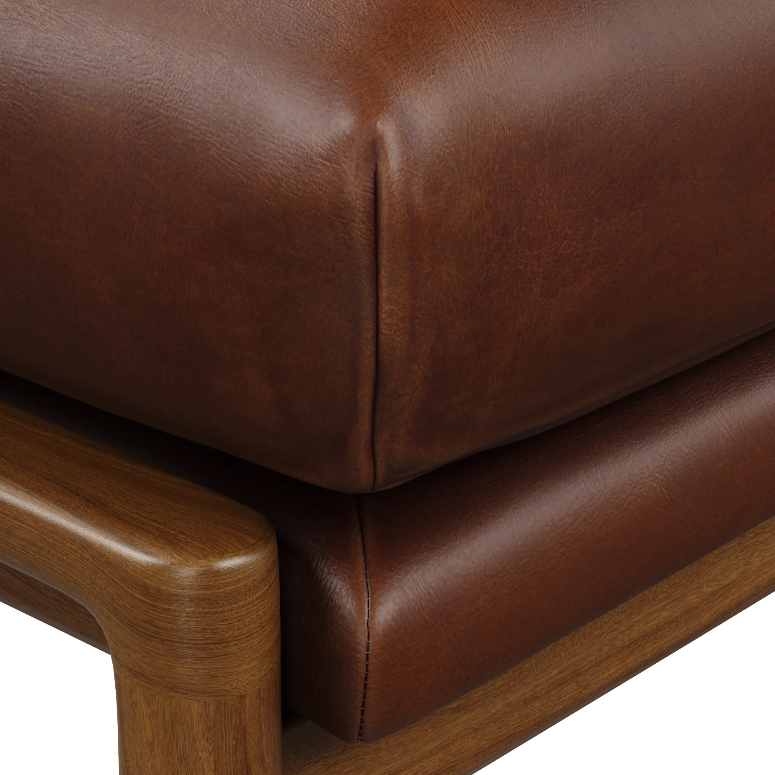 Bavel 26_ Leather Lounge Set - Walnut and Indiana Brown - Image 4