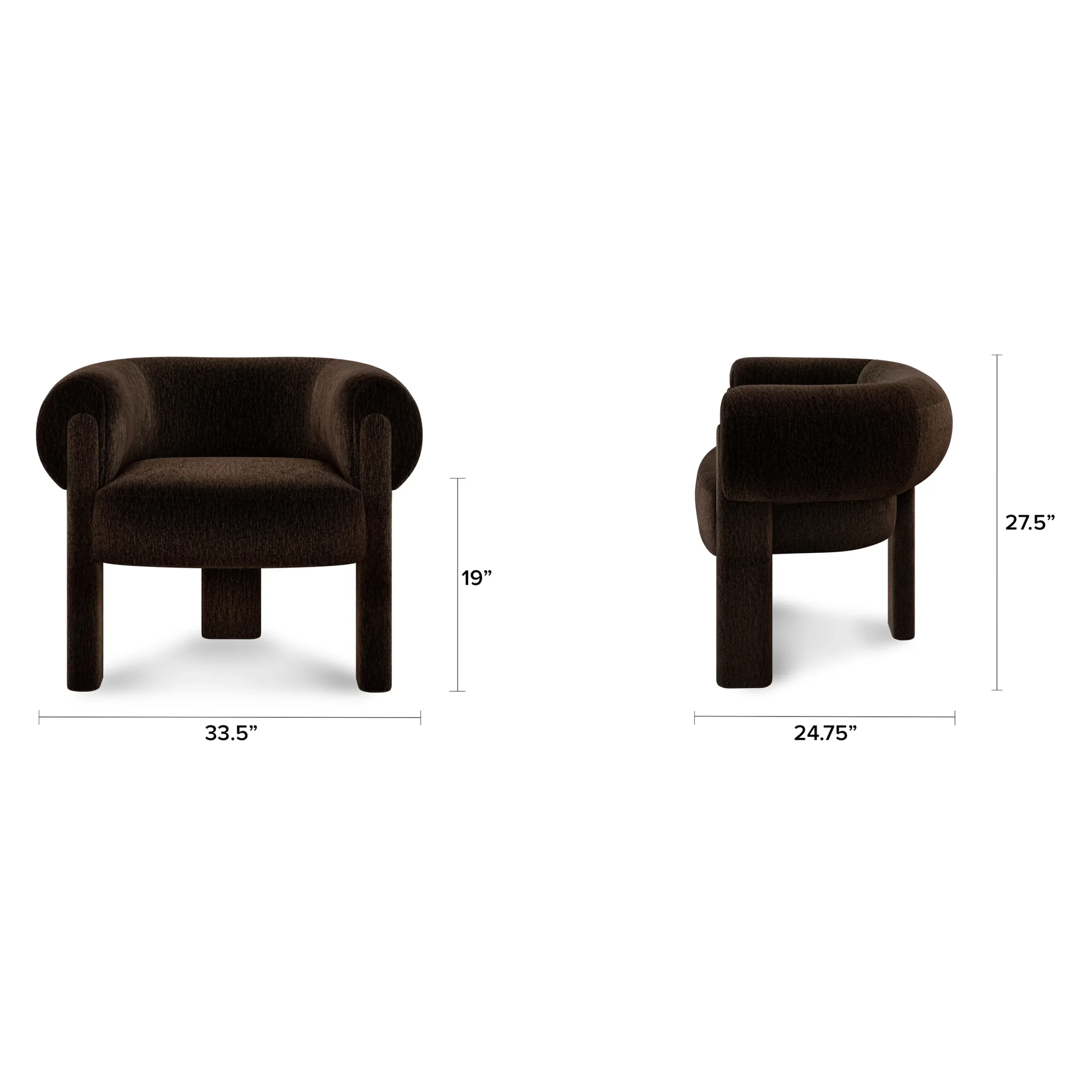 Everse 33.5_ Velvet Lounge Chair - Melange Espresso - Image 2