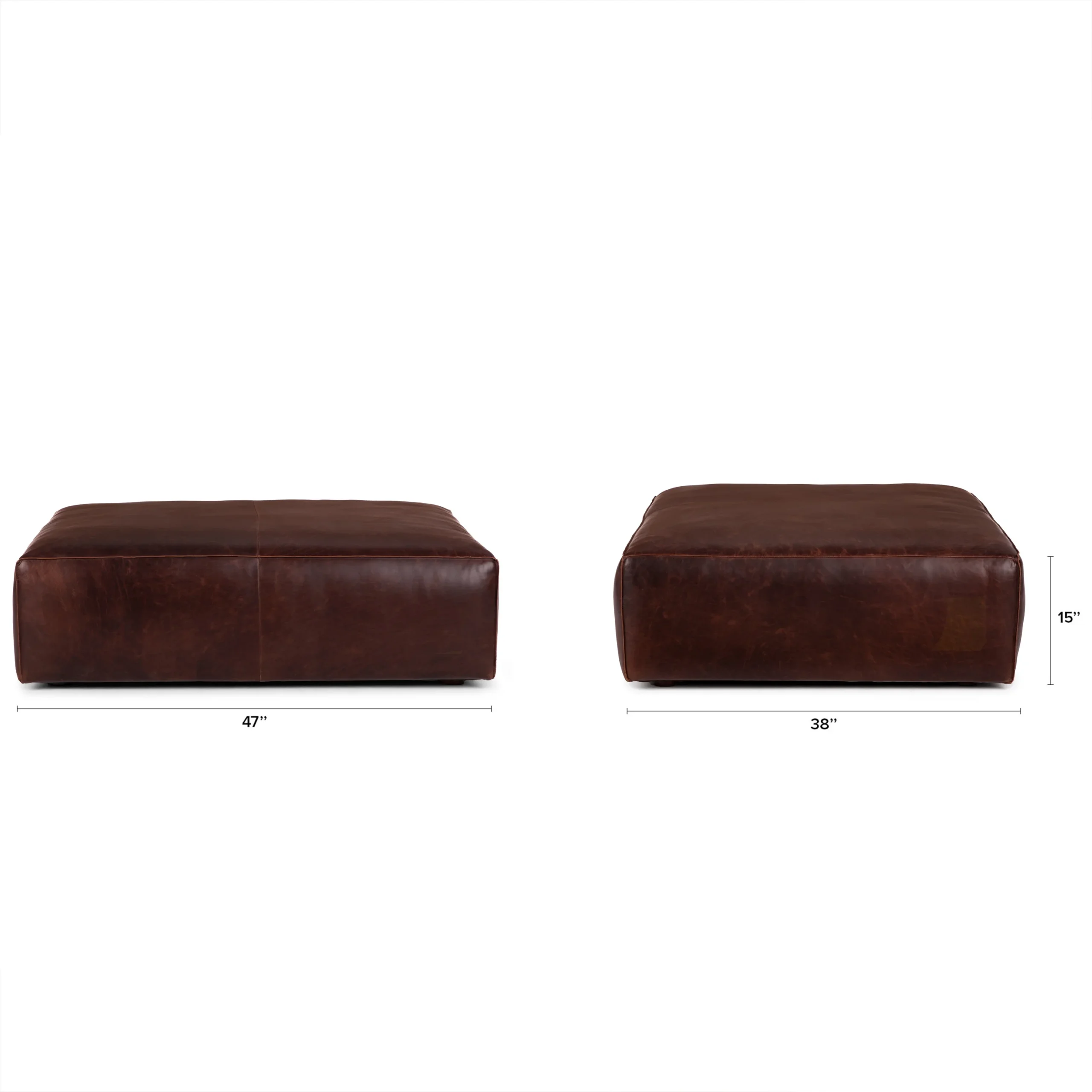 Cigar 47_ Leather Ottoman - Indiana Brown - Image 2