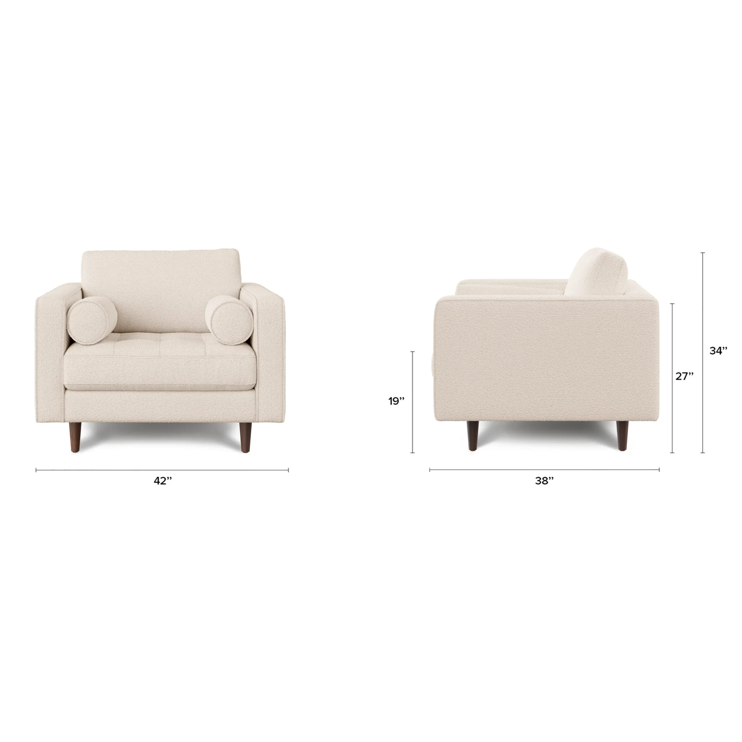 Sven 42_ Tufted Lounge Chair - Ivory Wool Bouclé - Image 2