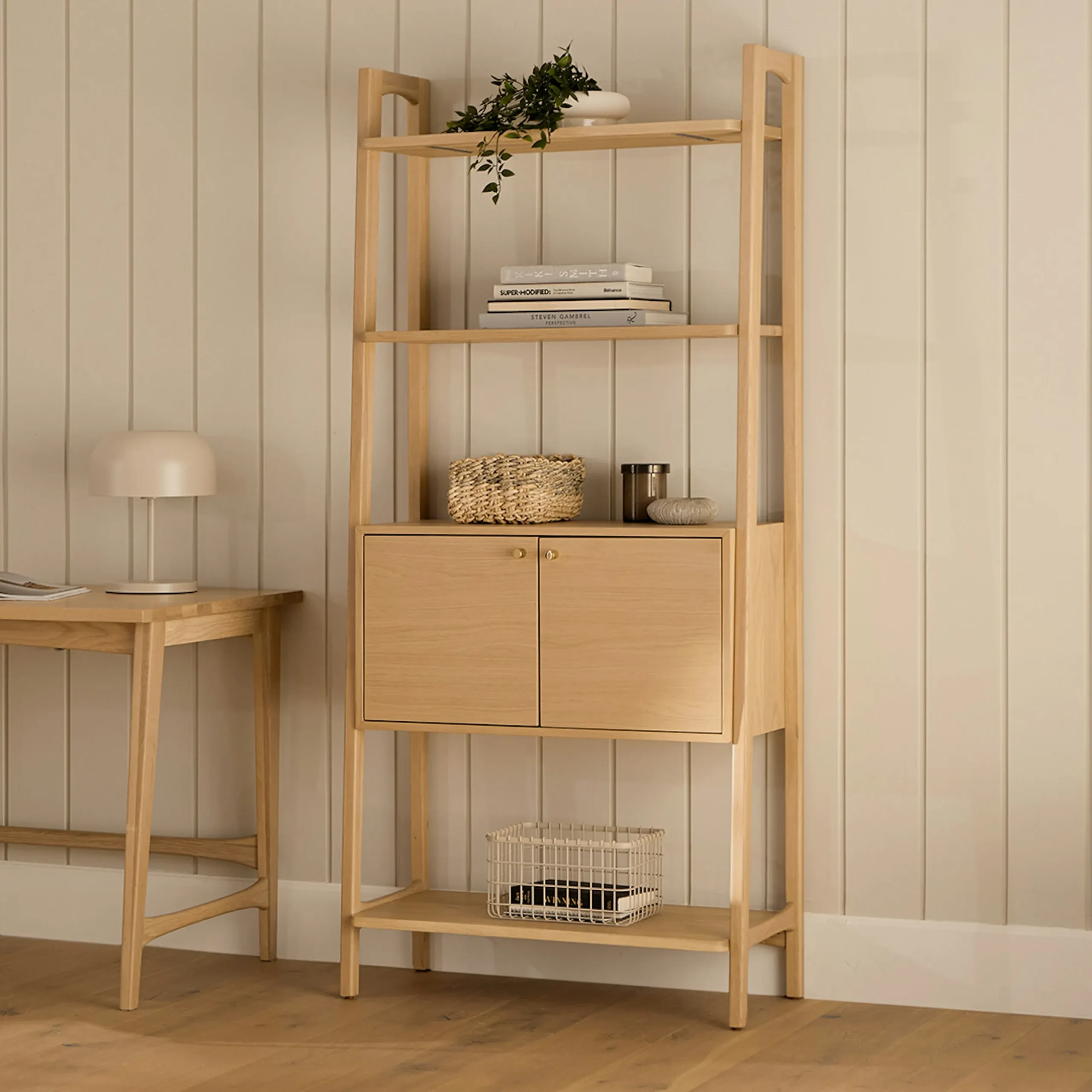 Krossa 31.5_ Shelving Unit with Storage - White Oak - Image 6