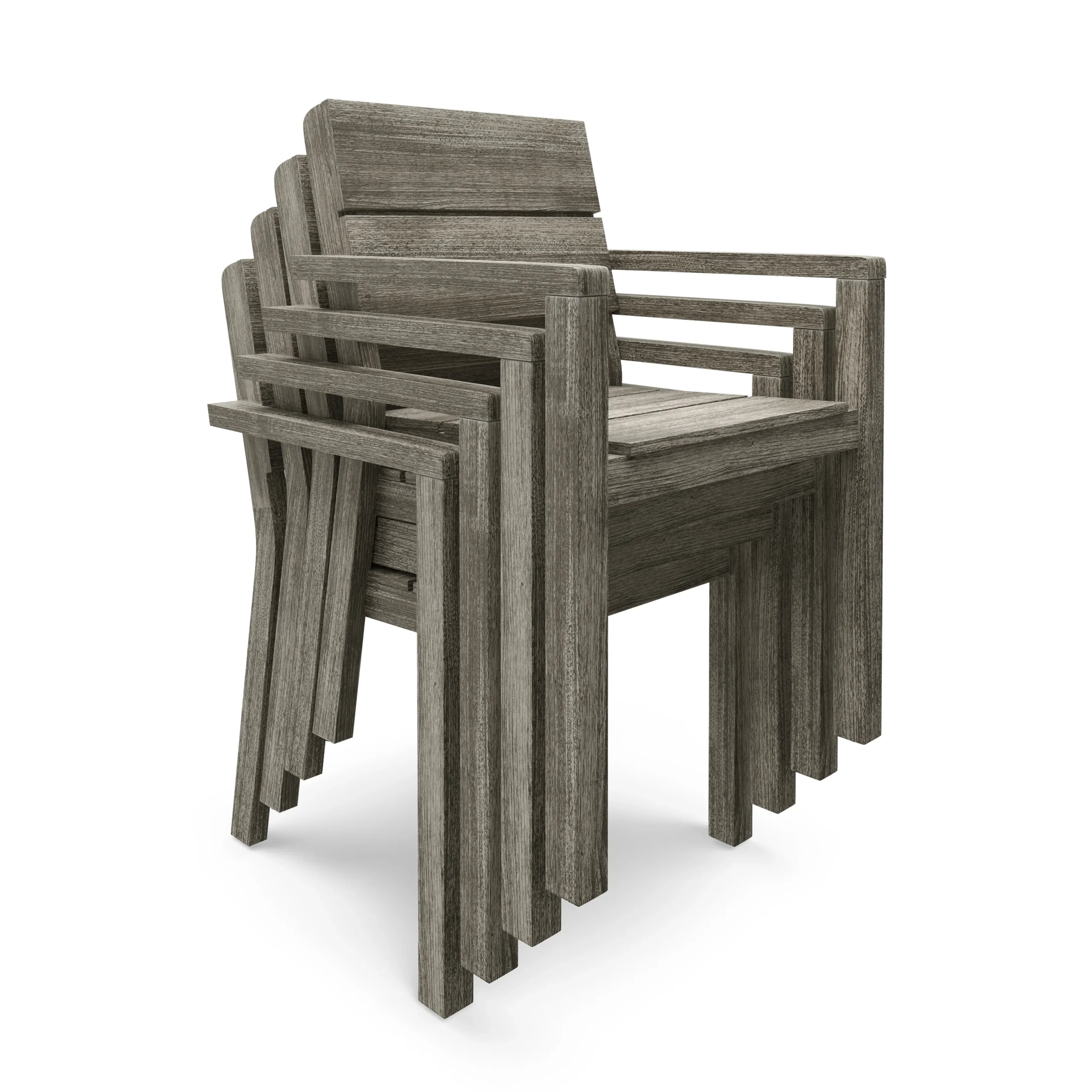 Lyle Outdoor Stackable Dining Armchair - Weathered Acacia - Image 10
