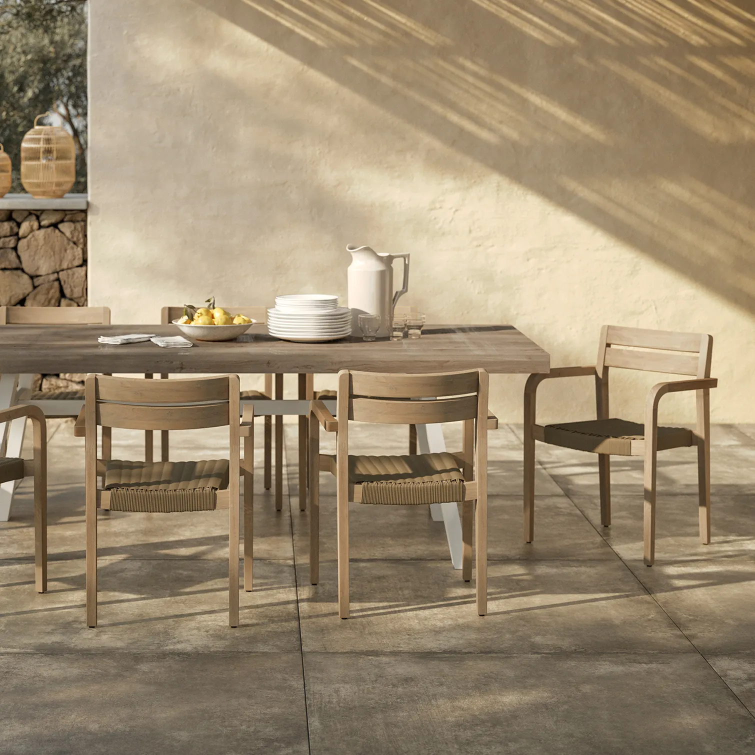 Reyes Outdoor Stackable Dining Armchair - Sun-Bleached Gray - Image 8