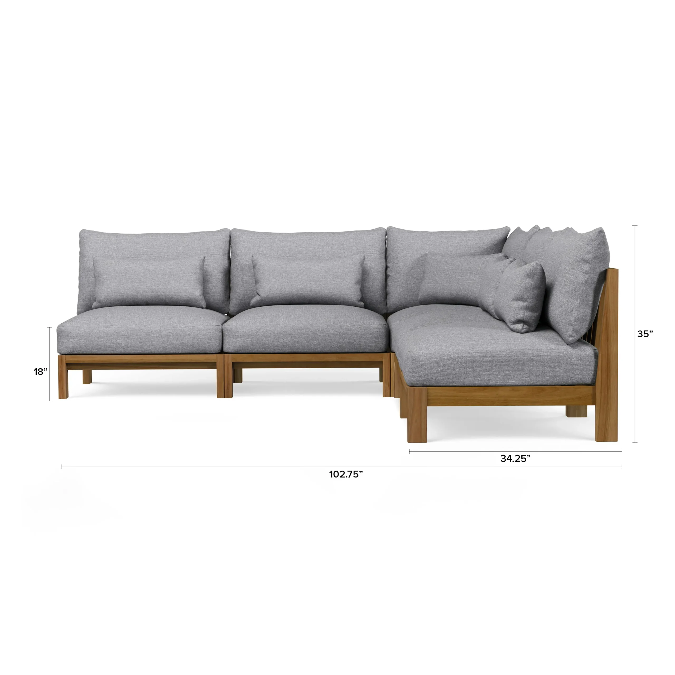 Cove 102.75_ Outdoor Armless Modular Sectional - Basket Gray - Image 2