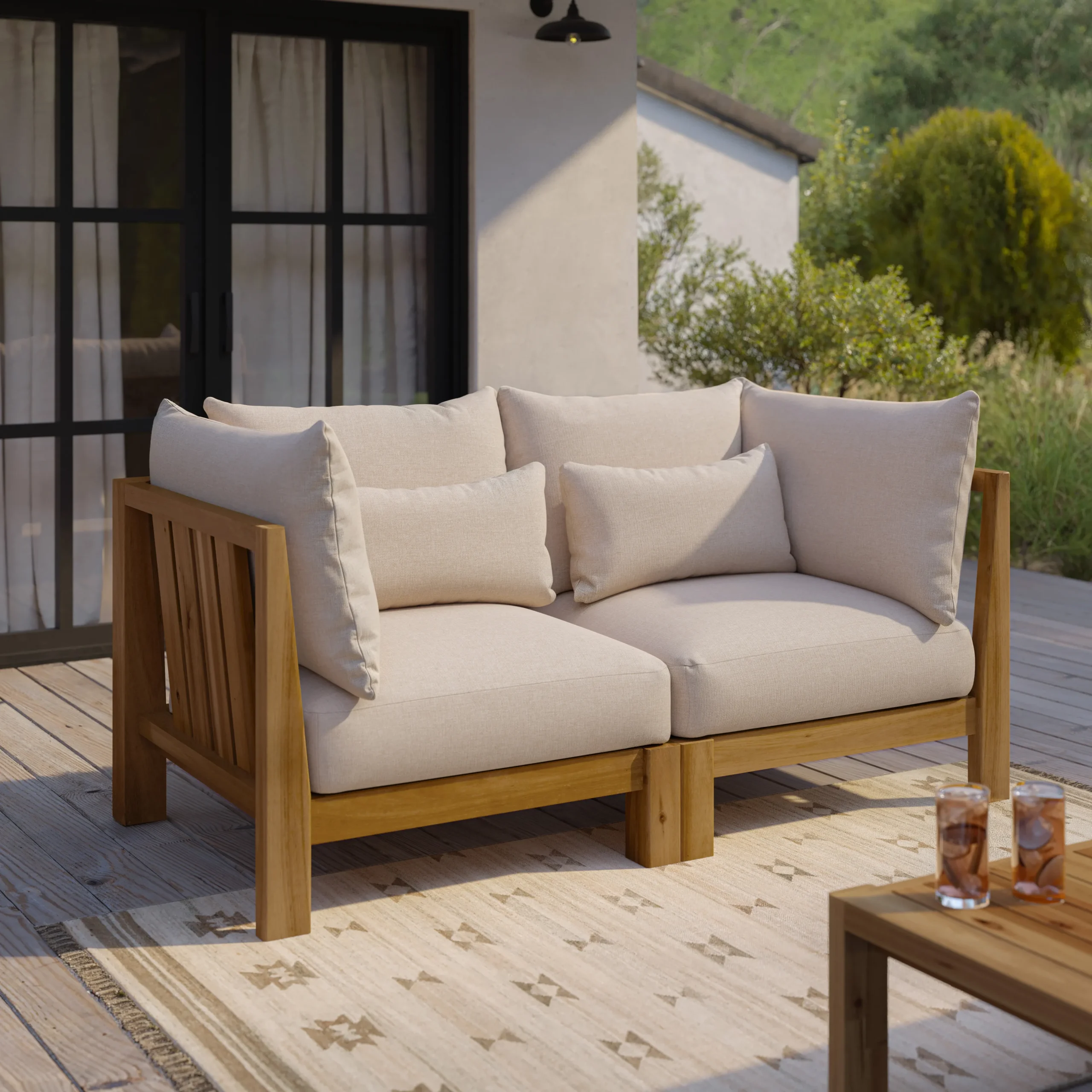 Cove 68.5_ Outdoor Modular Loveseat - Basket Beige