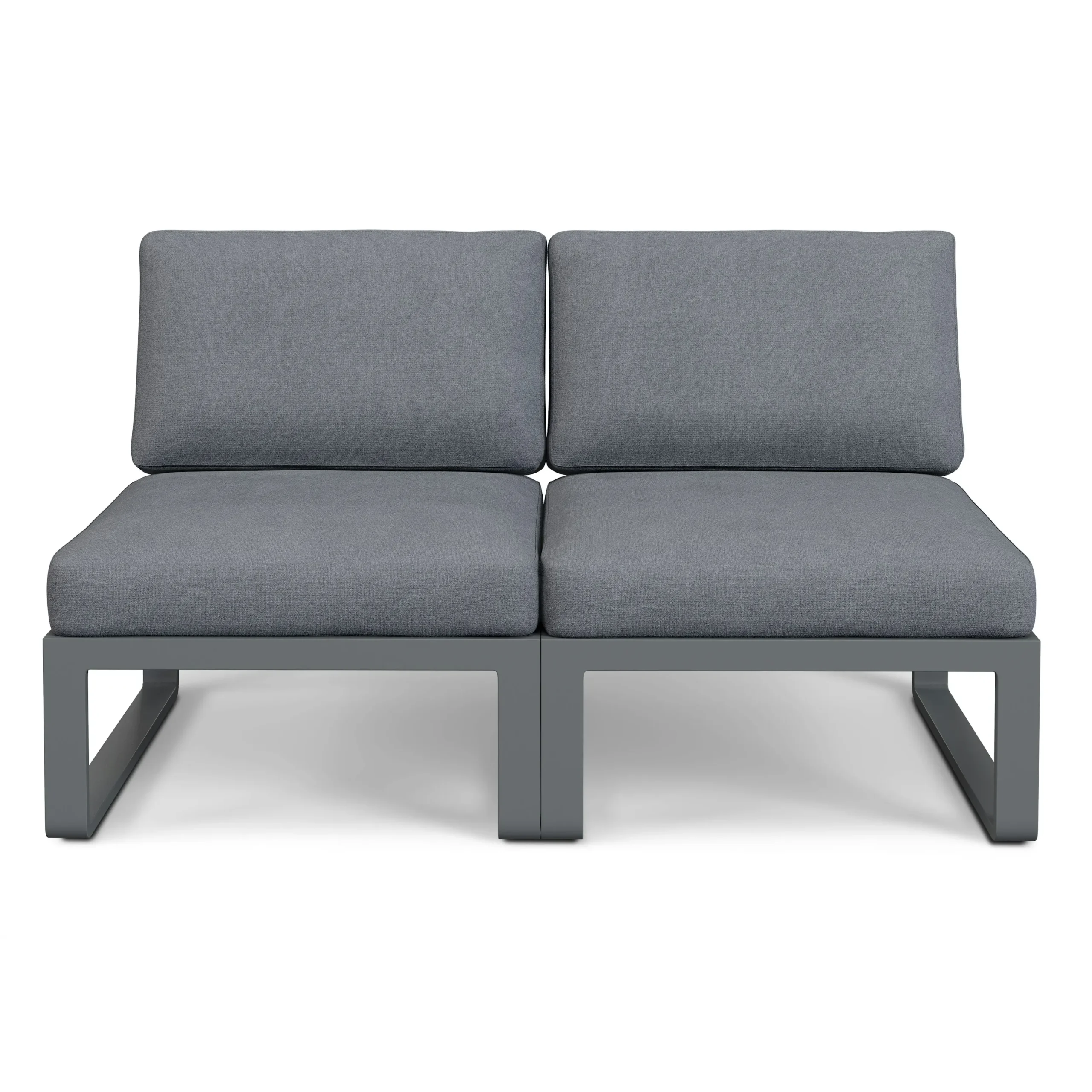 Kezia 56_ Outdoor Armless Modular Loveseat - Whale Gray - Image 7