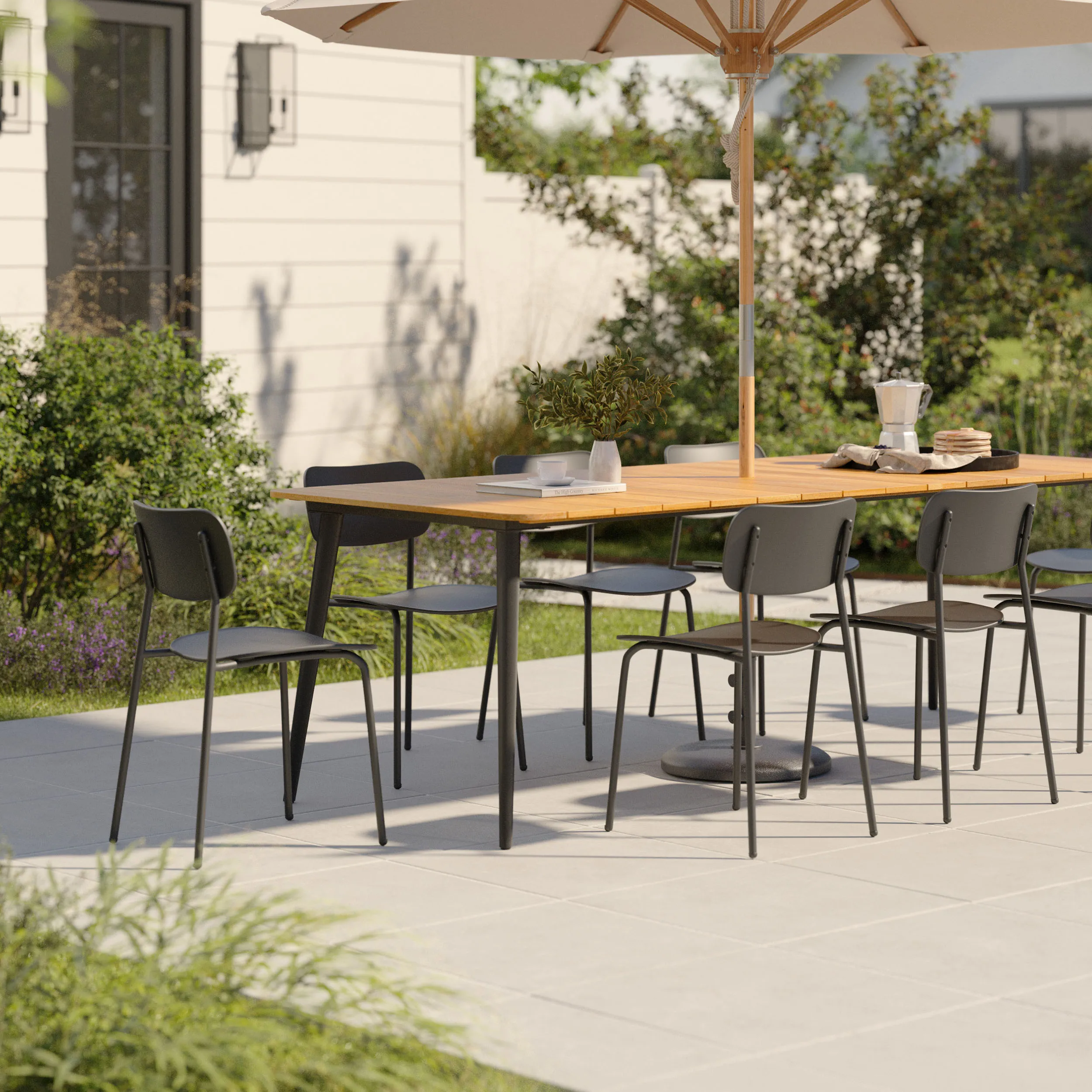 Ari Outdoor Stackable Dining Chair - Black - Image 11