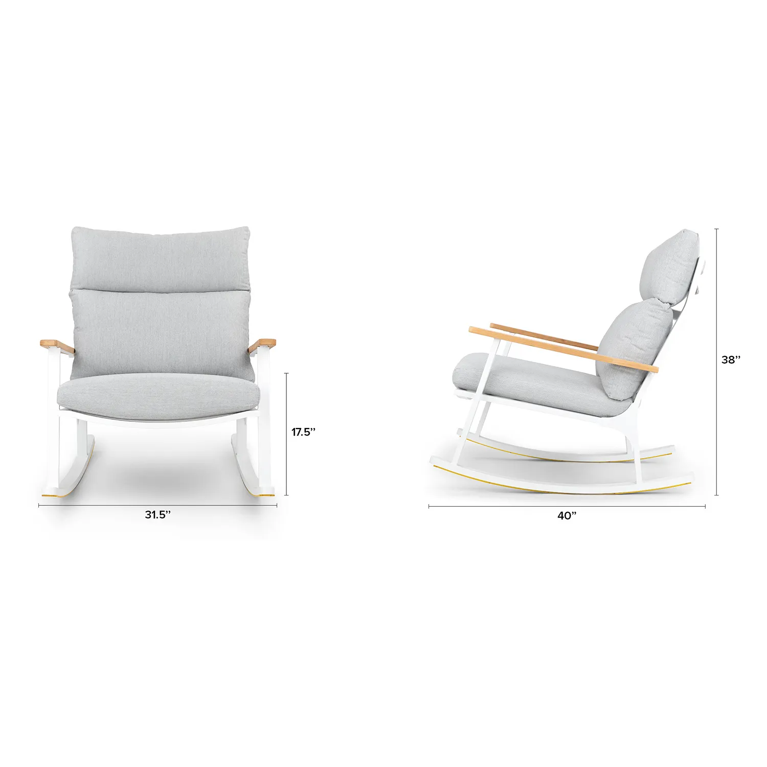 Eleya 31.5_ Outdoor Rocking Chair - Cera Gray - Image 2