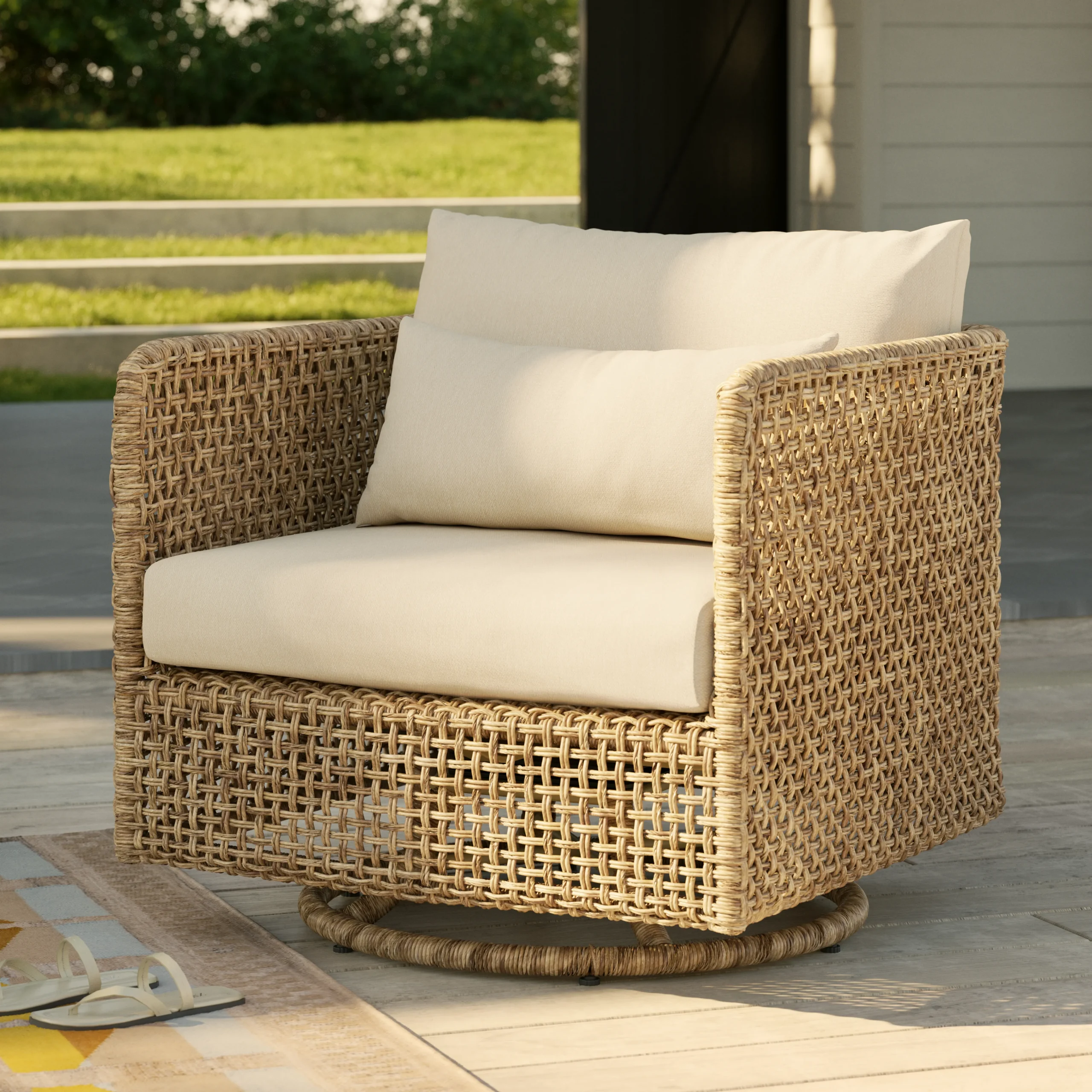 Robbi 32.5_ Outdoor Swivel Chair - Dravite Ivory