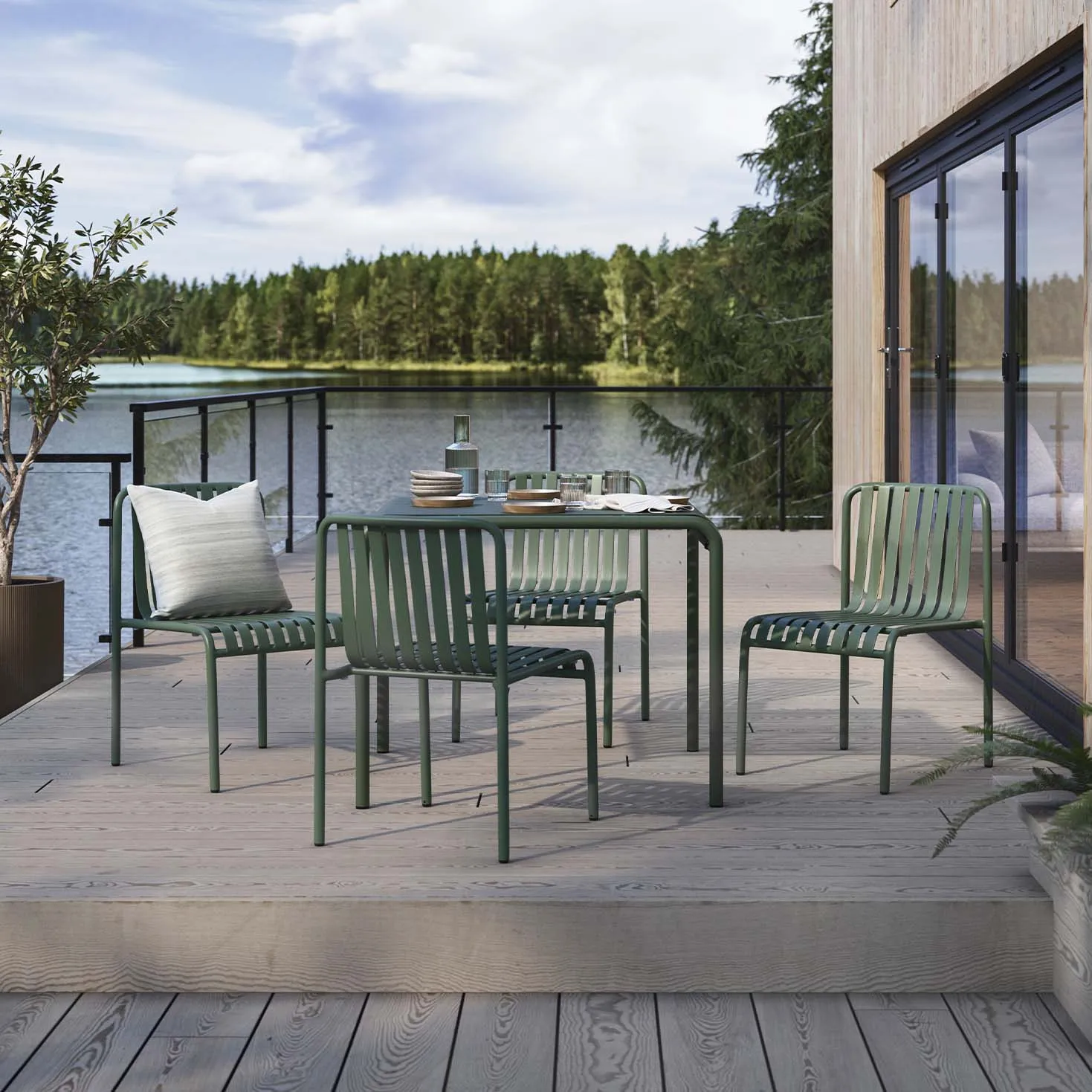 Sarek Outdoor Stackable Dining Chair - Khaki Green - Image 6