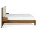 Cassie King Upholstered Bed with Nightstands - Smoked Oak and Taupe Chenille