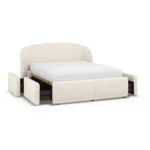 Kayra Queen Upholstered Storage Bed - Ivory Bouclé