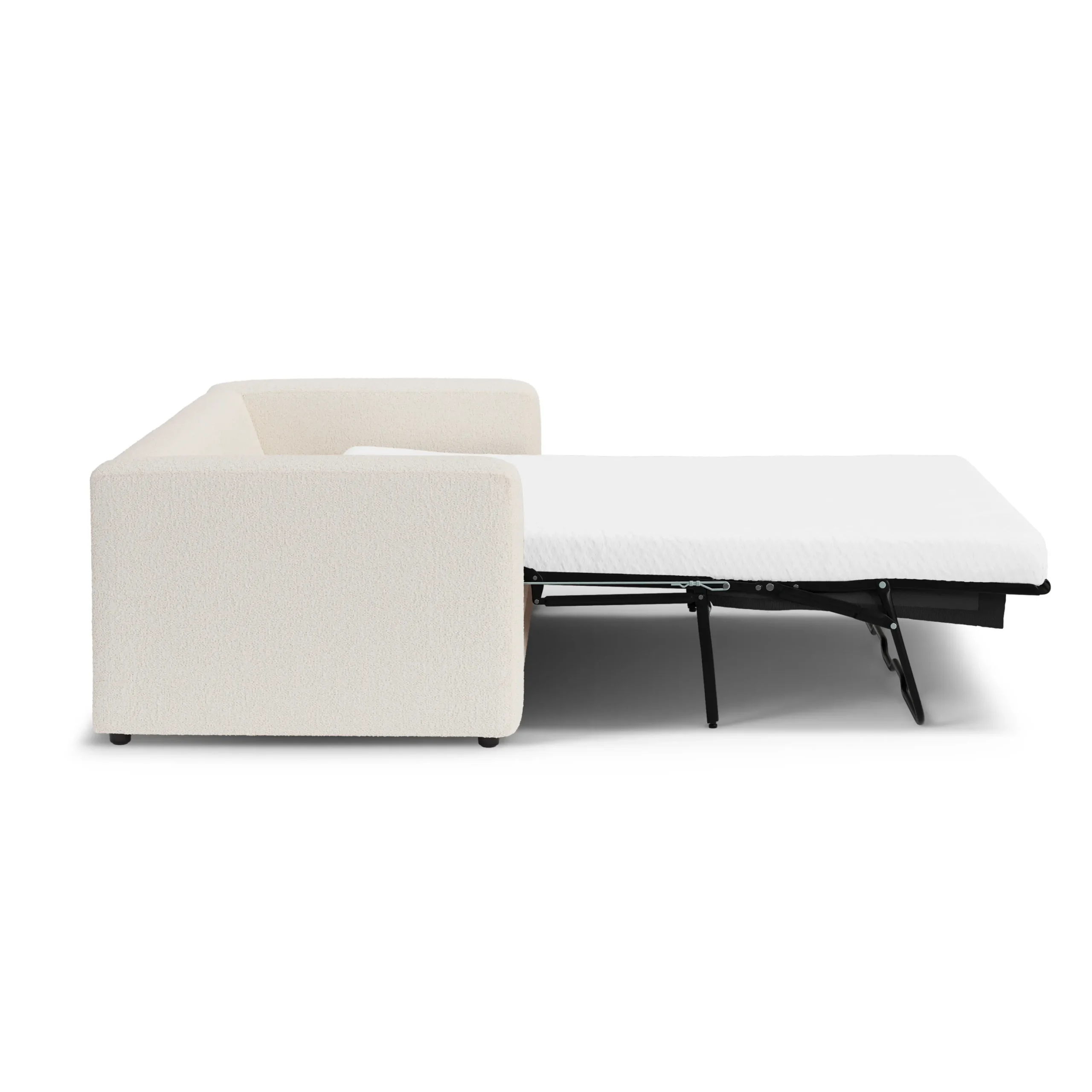 Riley 84_ Sofa Bed - Ivory Wool Bouclé - Image 8