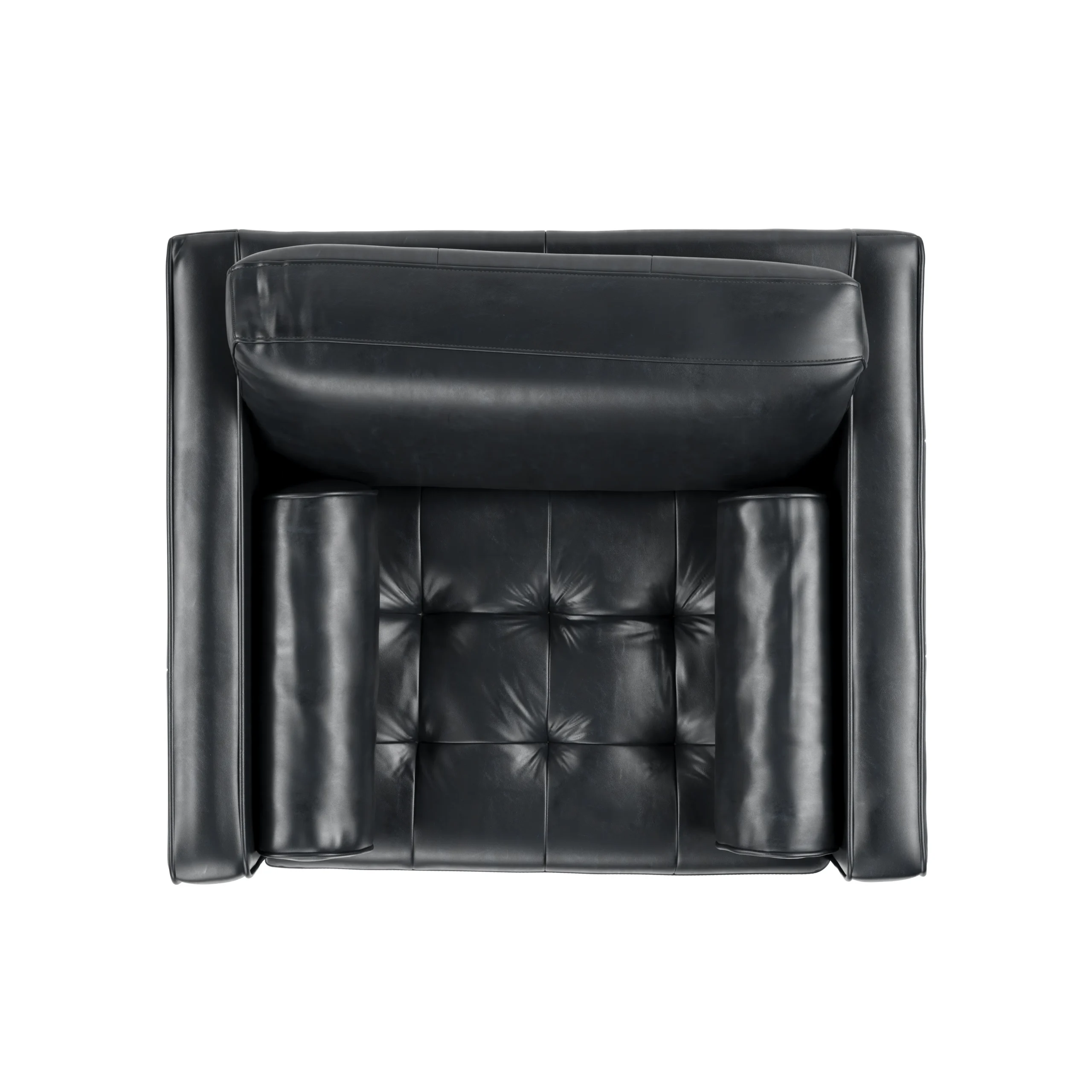 Sven 45.5_ Tufted Leather Sleeper Chair - Oxford Black - Image 8