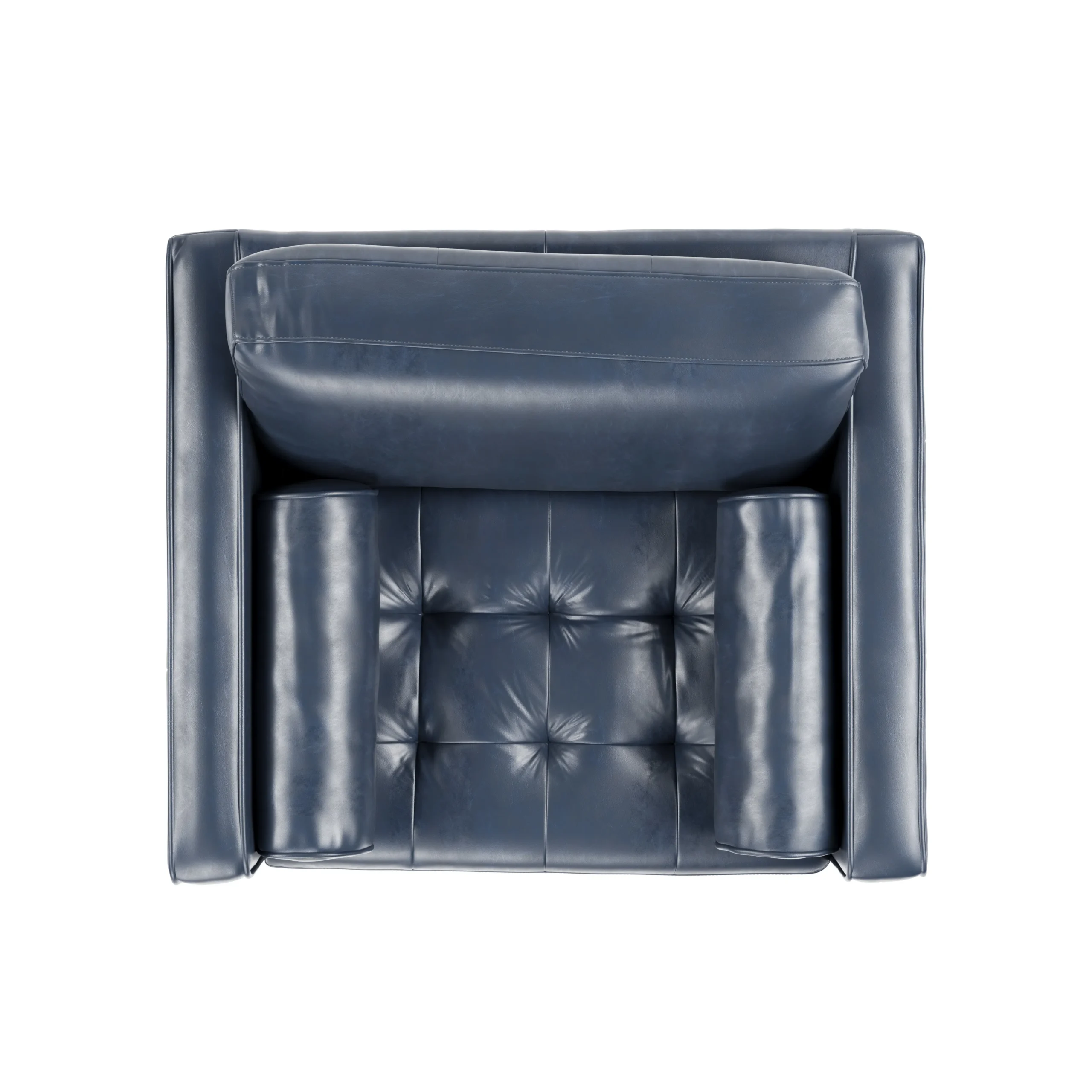 Sven 45.5_ Tufted Leather Sleeper Chair - Oxford Blue - Image 8