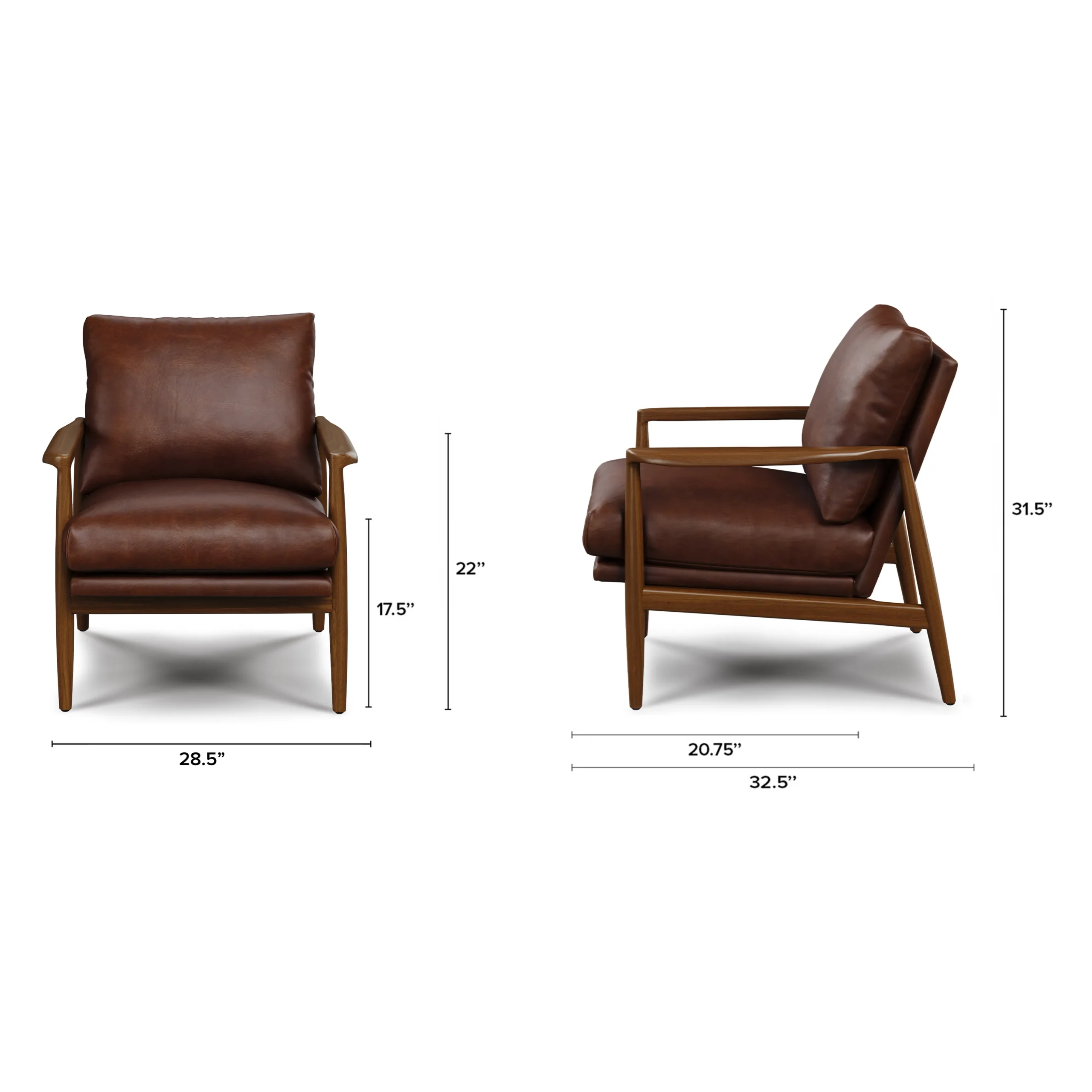 Bavel 26_ Leather Lounge Set - Walnut and Indiana Brown - Image 3