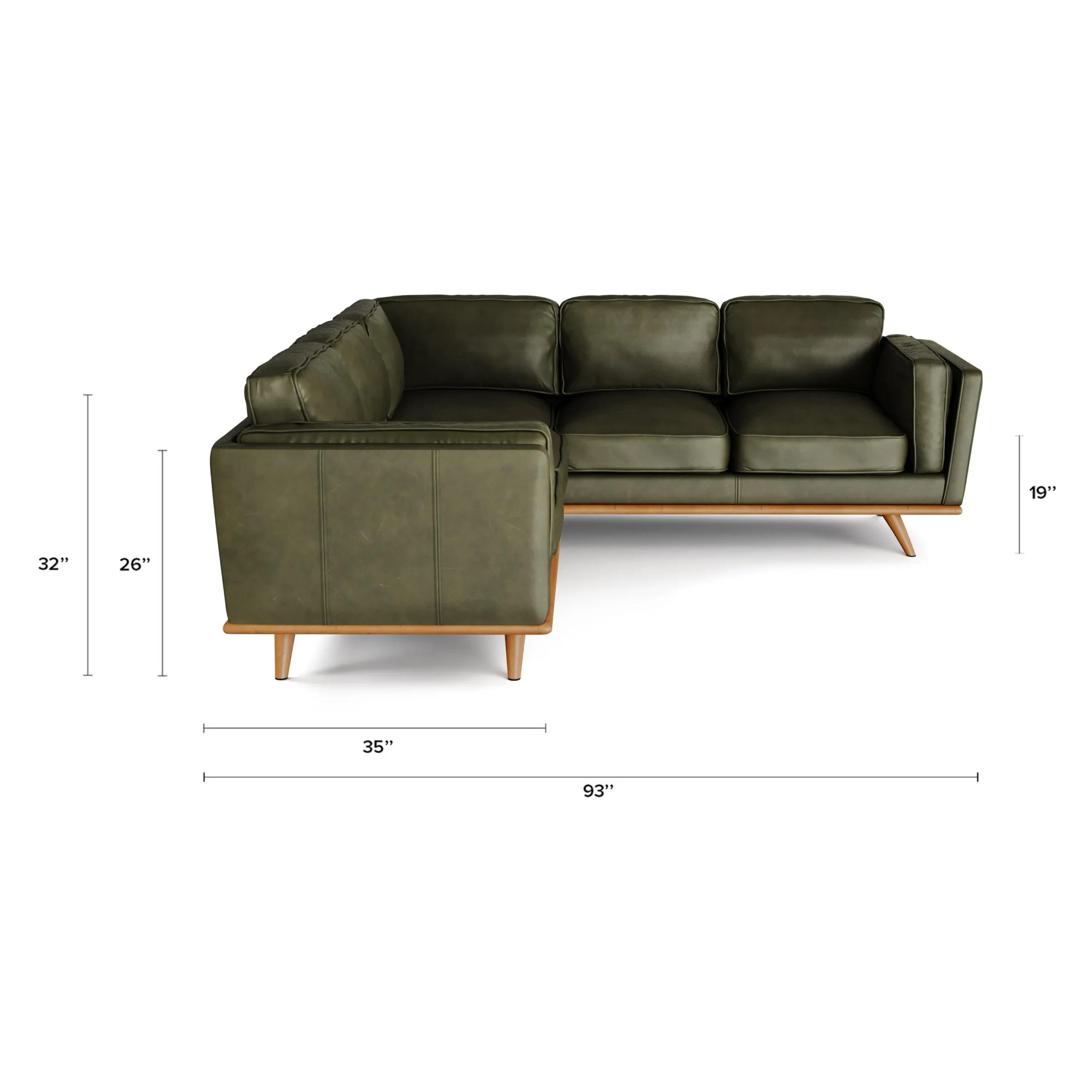 Timber 93_ Leather Corner Sectional - Charme Green - Image 9
