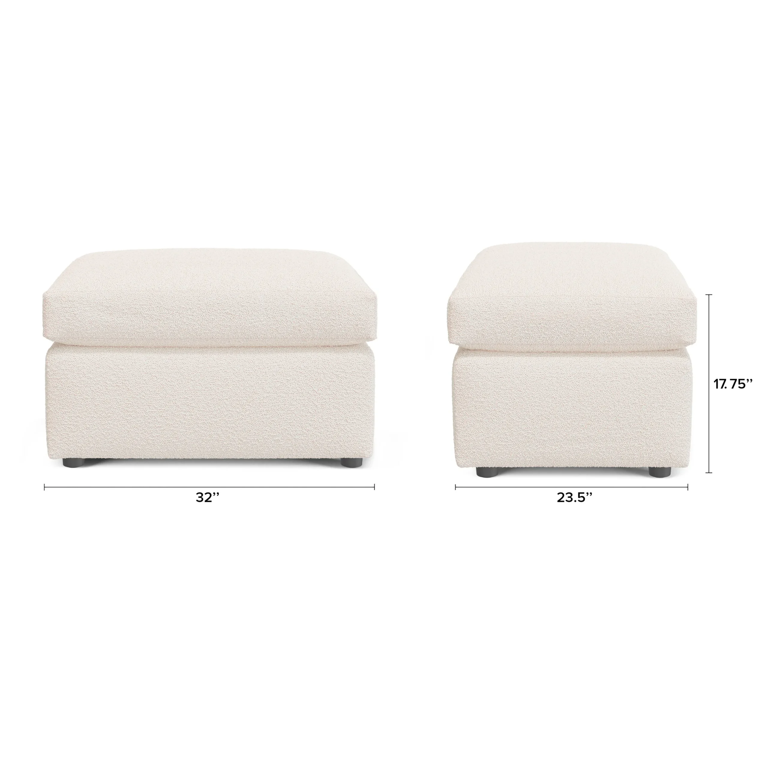 Landry 28_ Ottoman - Ivory Wool Bouclé - Image 9