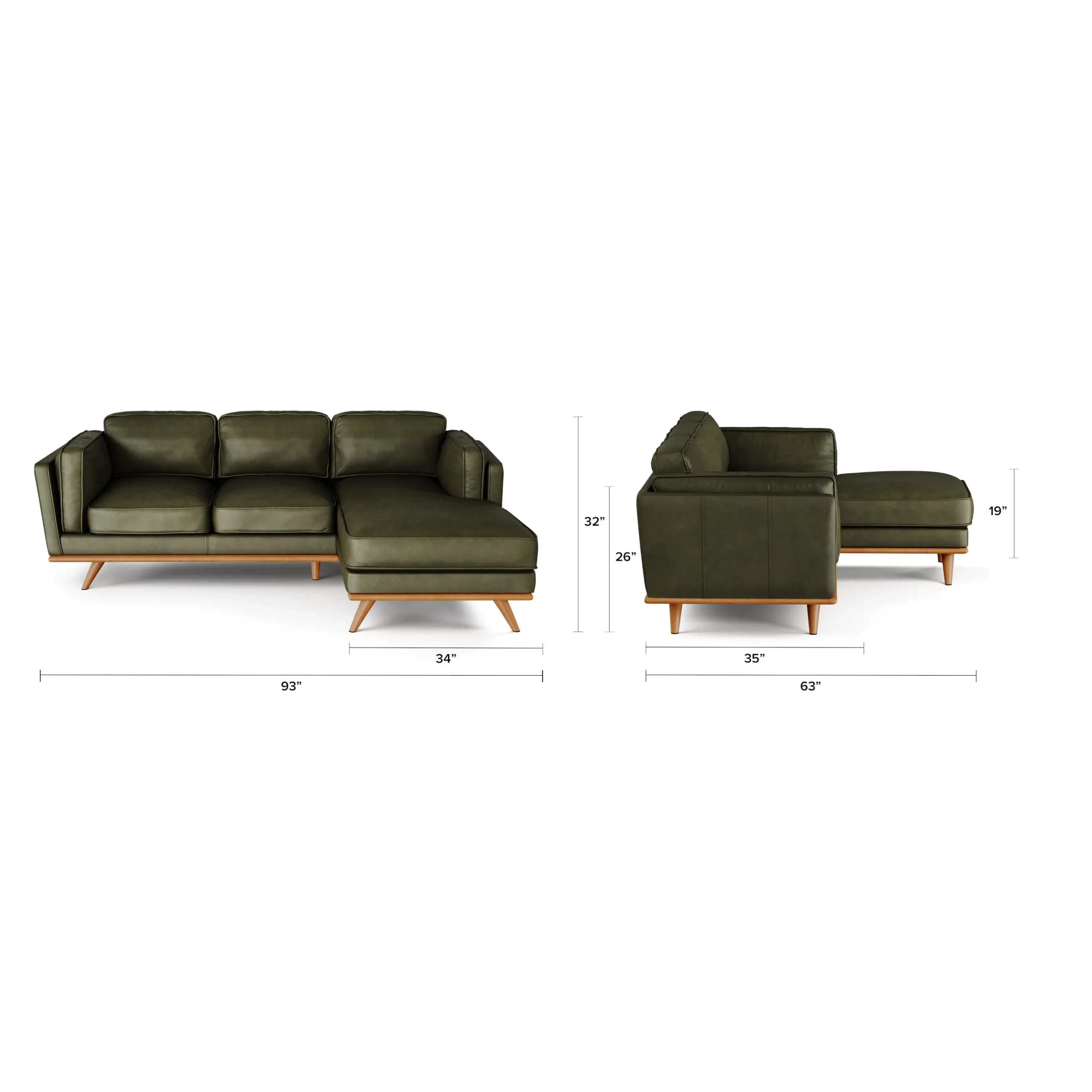 Timber 93_ Leather Right Sectional - Charme Green - Image 9
