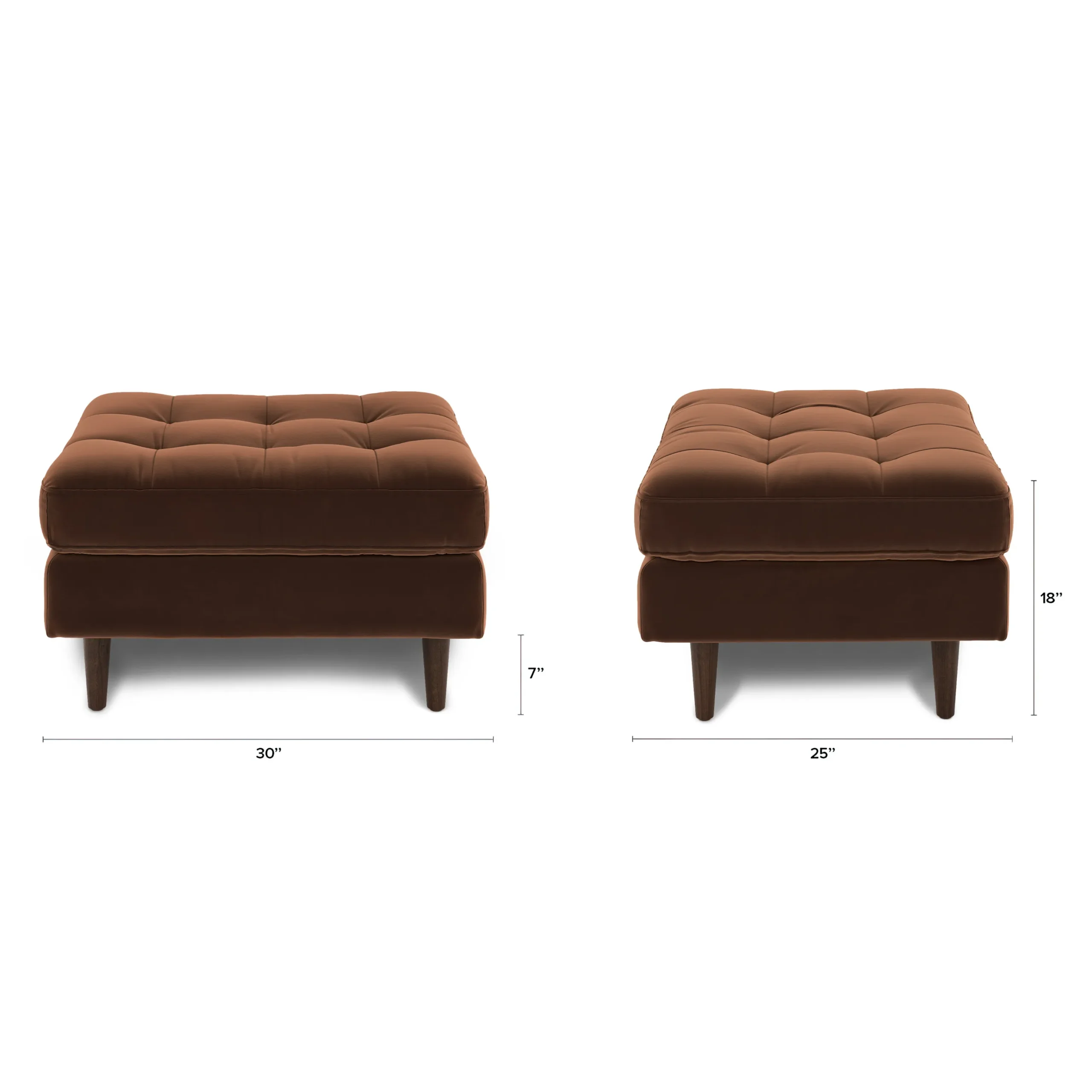 Sven 30_ Velvet Ottoman - Plush Pacific Brown - Image 2
