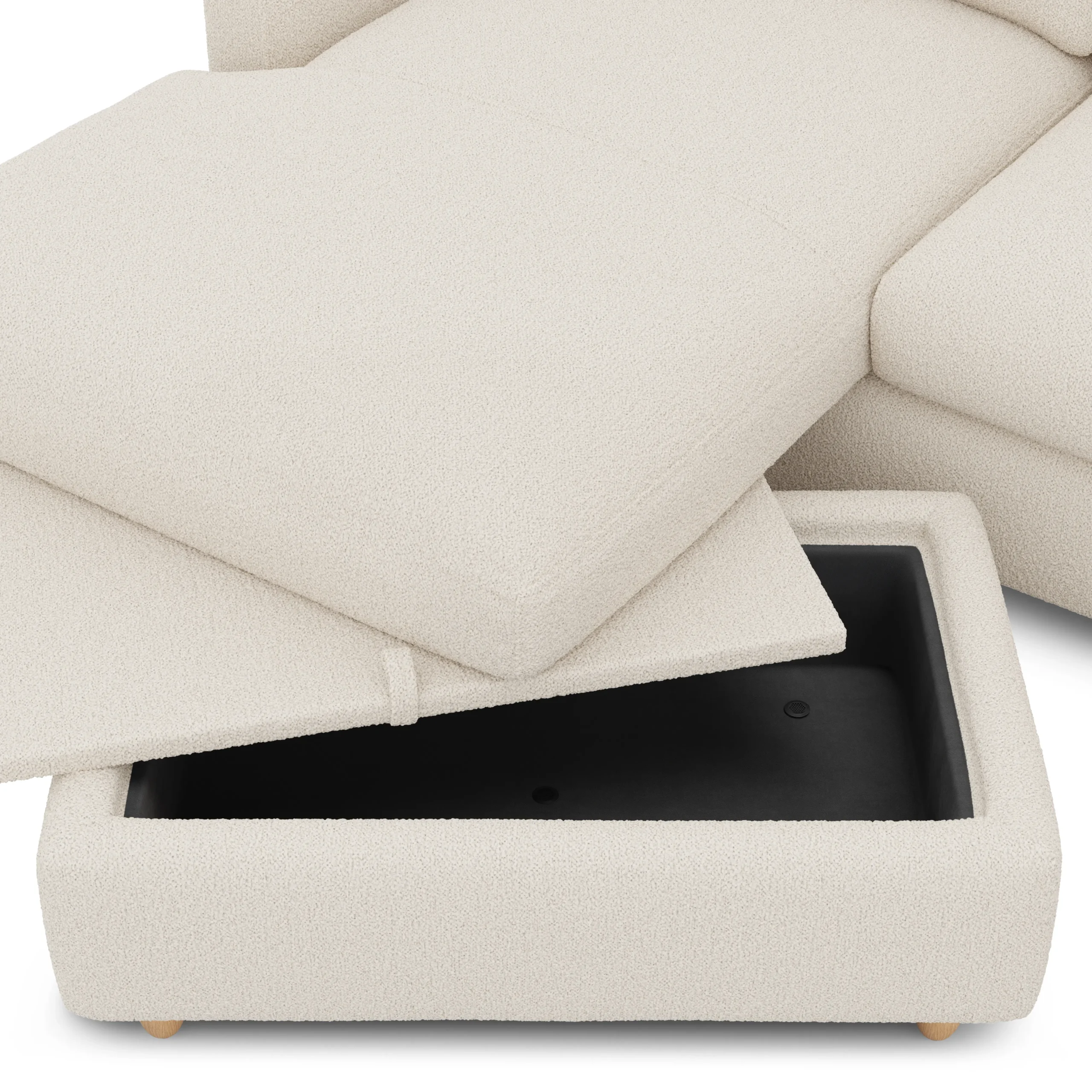 Vati 80_ Left Storage Sectional - Natural Oak and Ivory Wool Bouclé - Image 9