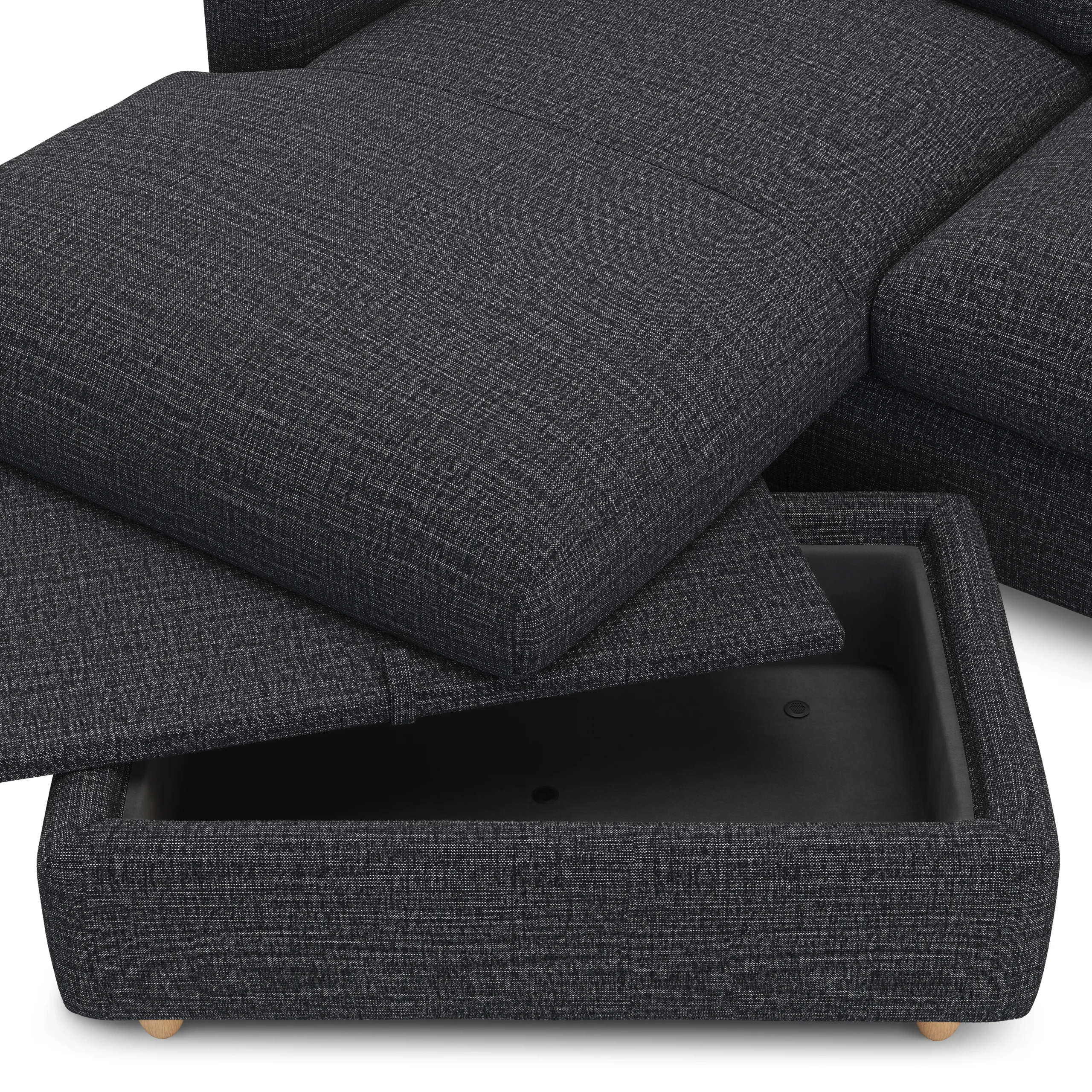 Vati 80_ Left Storage Sectional - Natural Oak and Napa Charcoal - Image 9