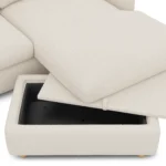 Vati 80_ Right Storage Sectional - Natural Oak and Ivory Wool Bouclé