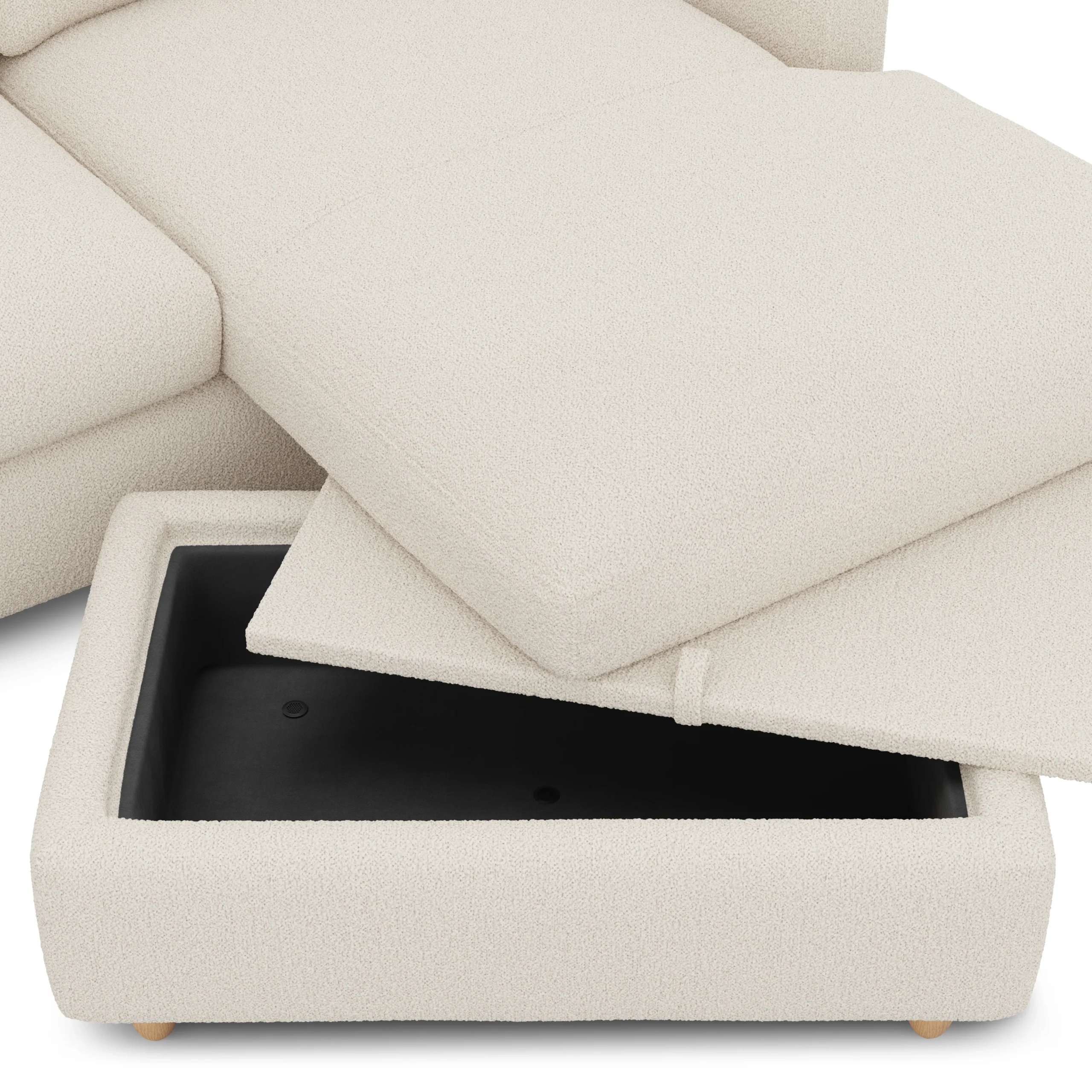 Vati 80_ Right Storage Sectional - Natural Oak and Ivory Wool Bouclé - Image 6